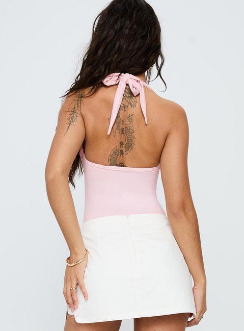 Swaying Buckle Detail Bodysuit Pink Product Image