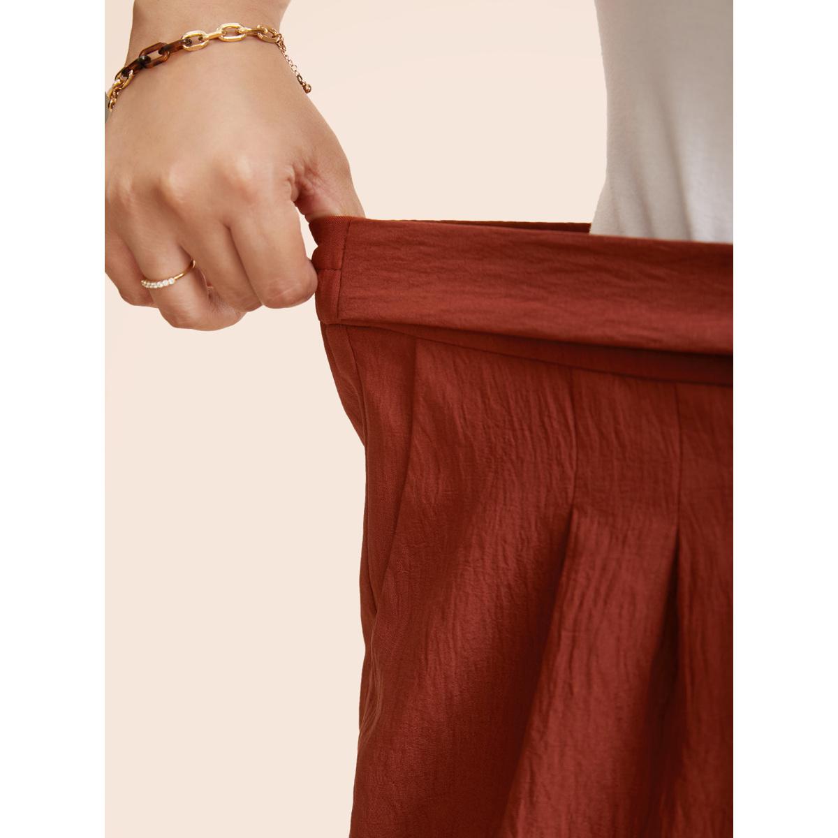 Plus Size Solid Tie Knot Wide Leg Pants Women Russet Resort Wide Leg Mid Rise Vacation Pants BloomChic 26/4X Product Image