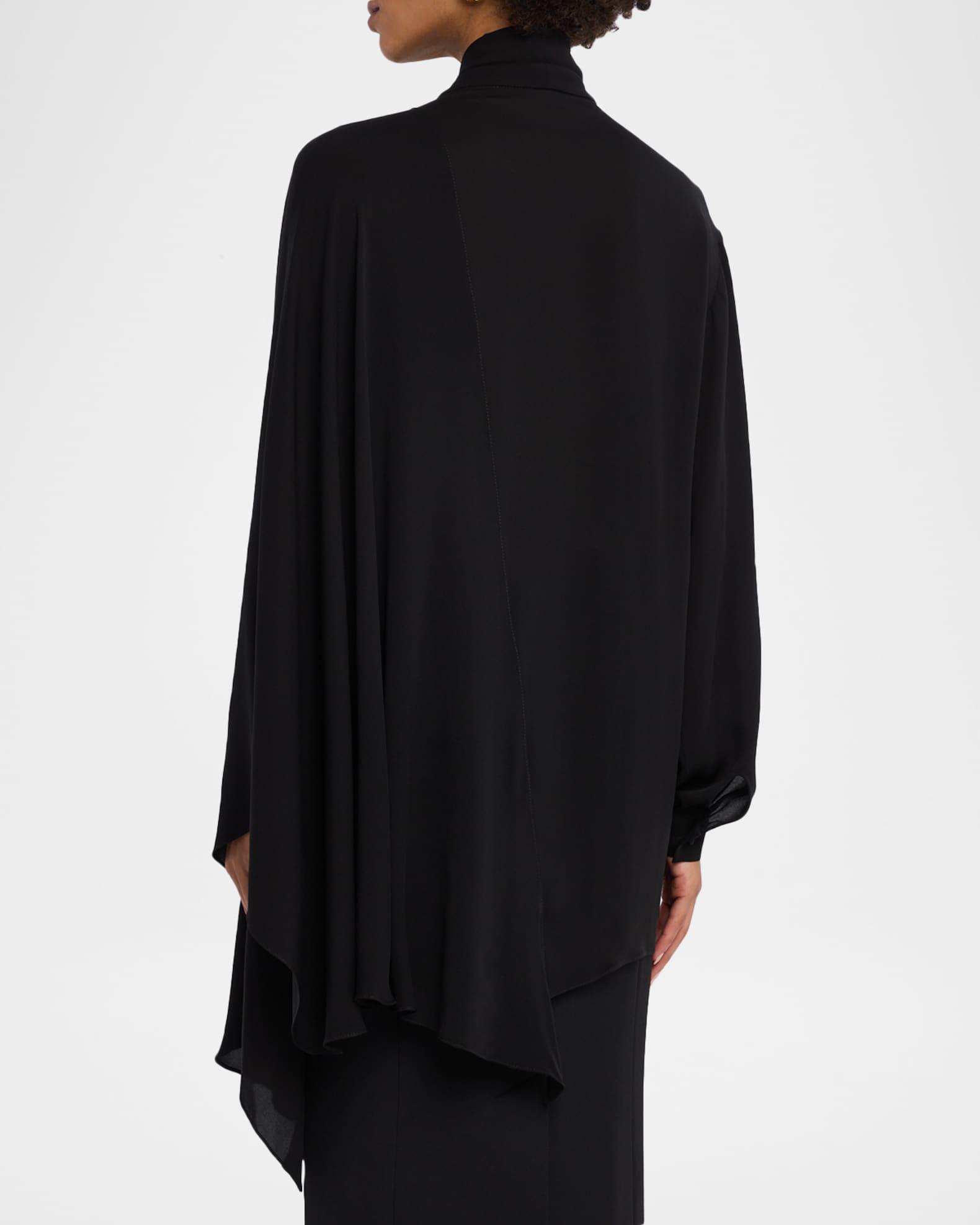 Long-Sleeve Silk Scarf Blouse Product Image