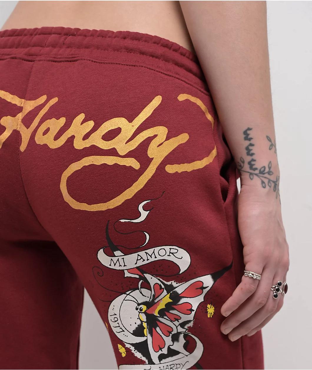 Ed Hardy Mi Amore Wine Sweatpants Product Image