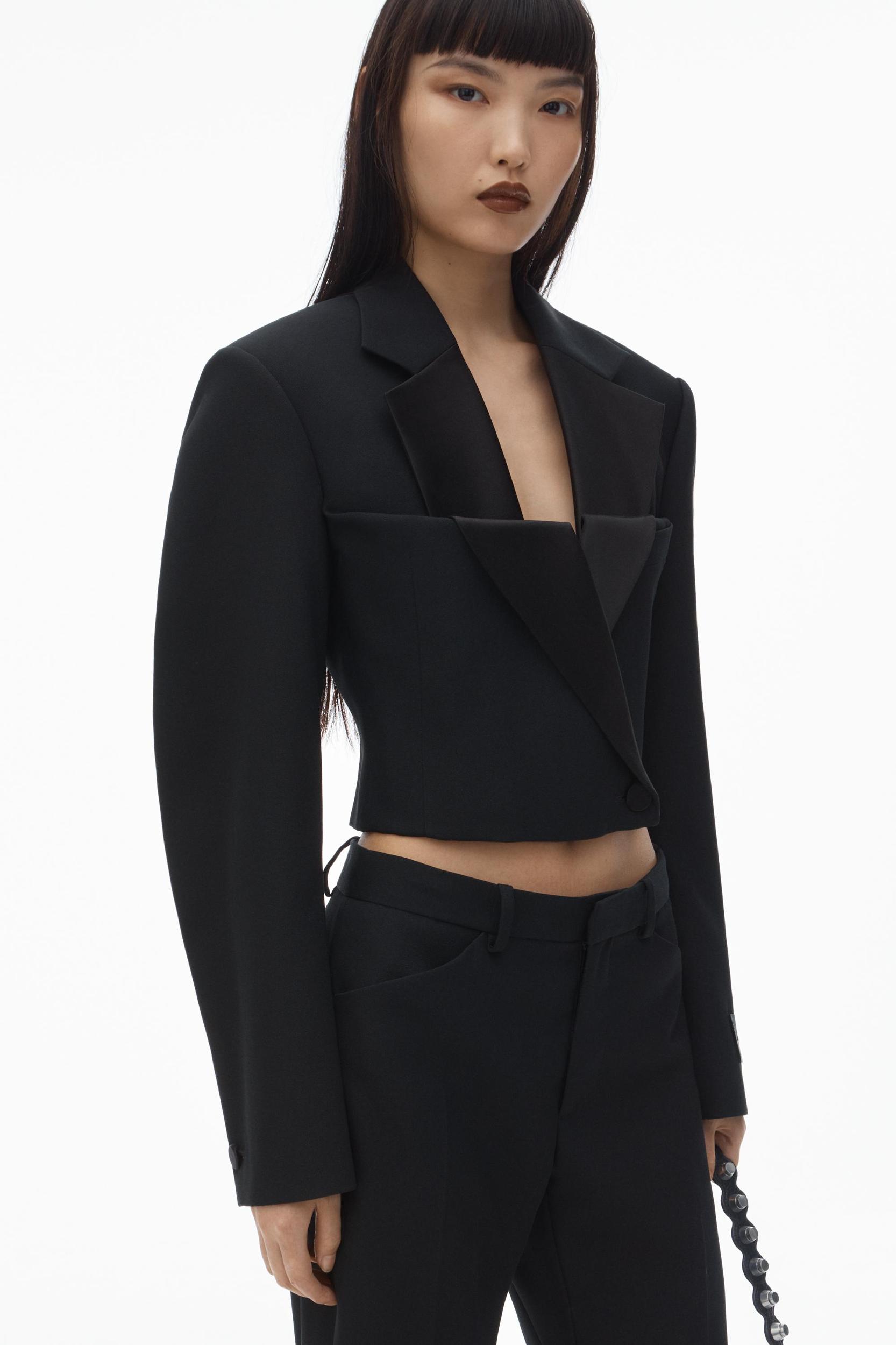 Double-breasted Tuxedo Cropped Blazer Product Image