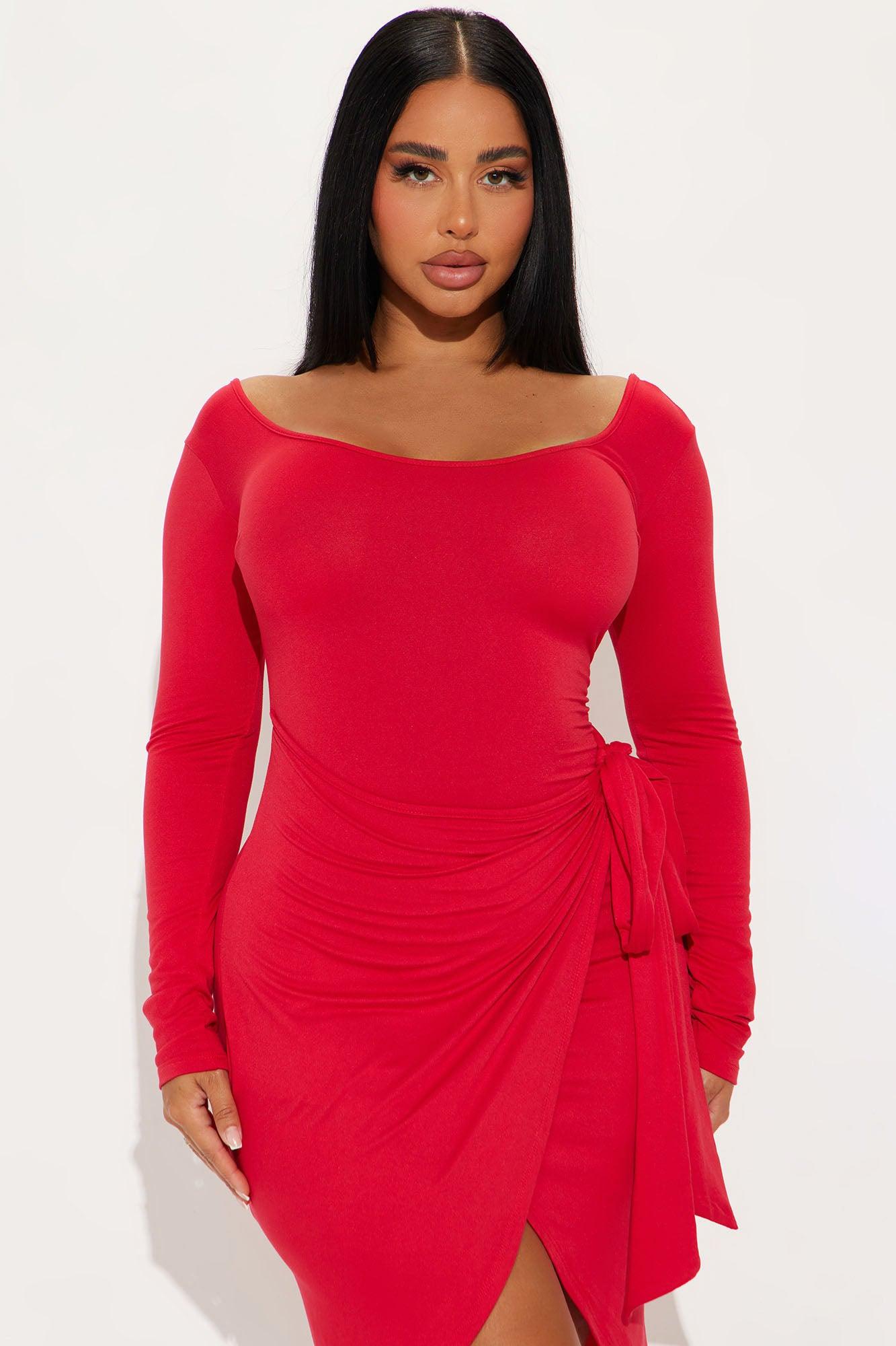 Hunter Long Sleeve Midi Dress - Red Product Image