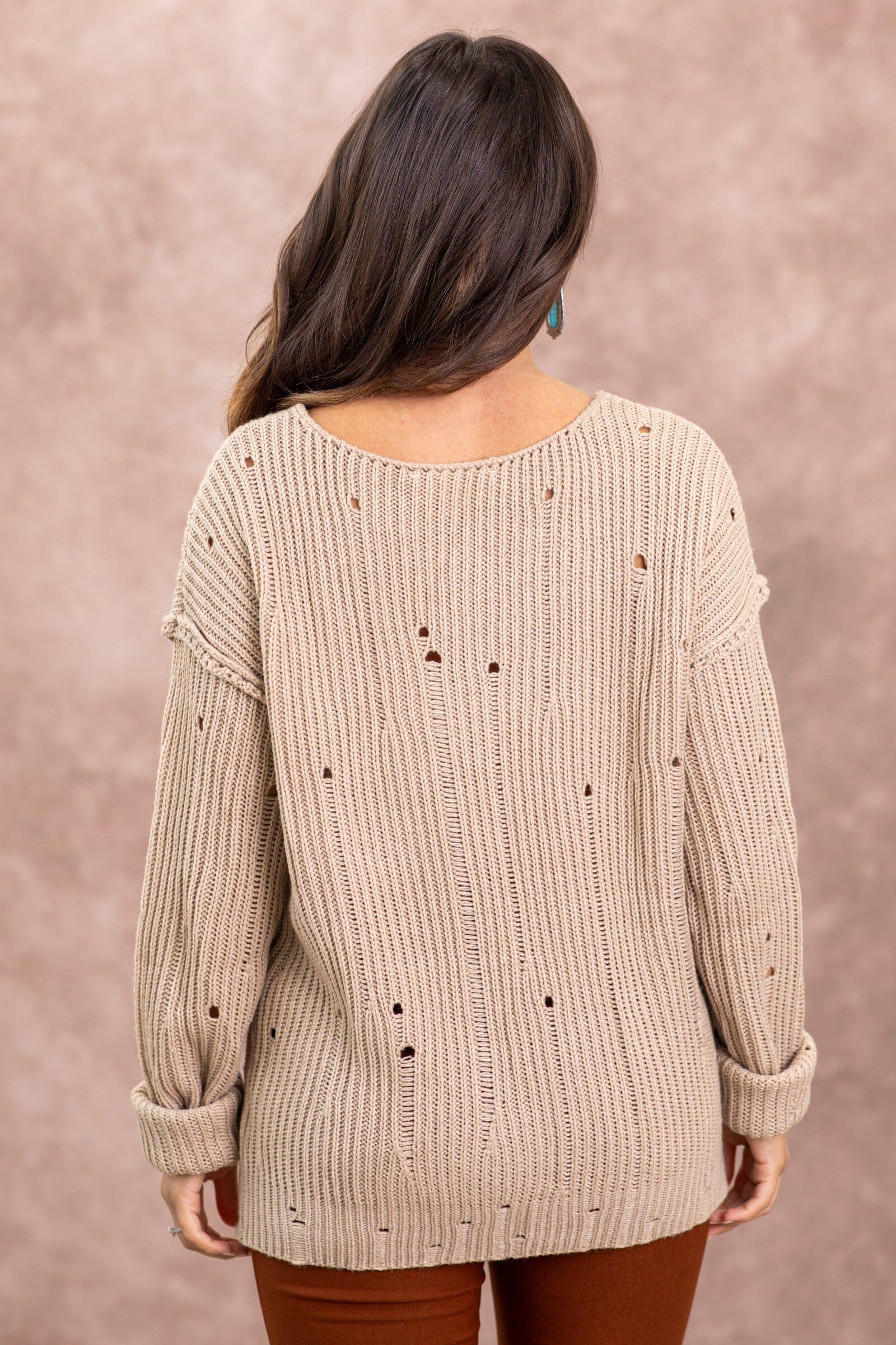 Tan Distressed Sweater Product Image