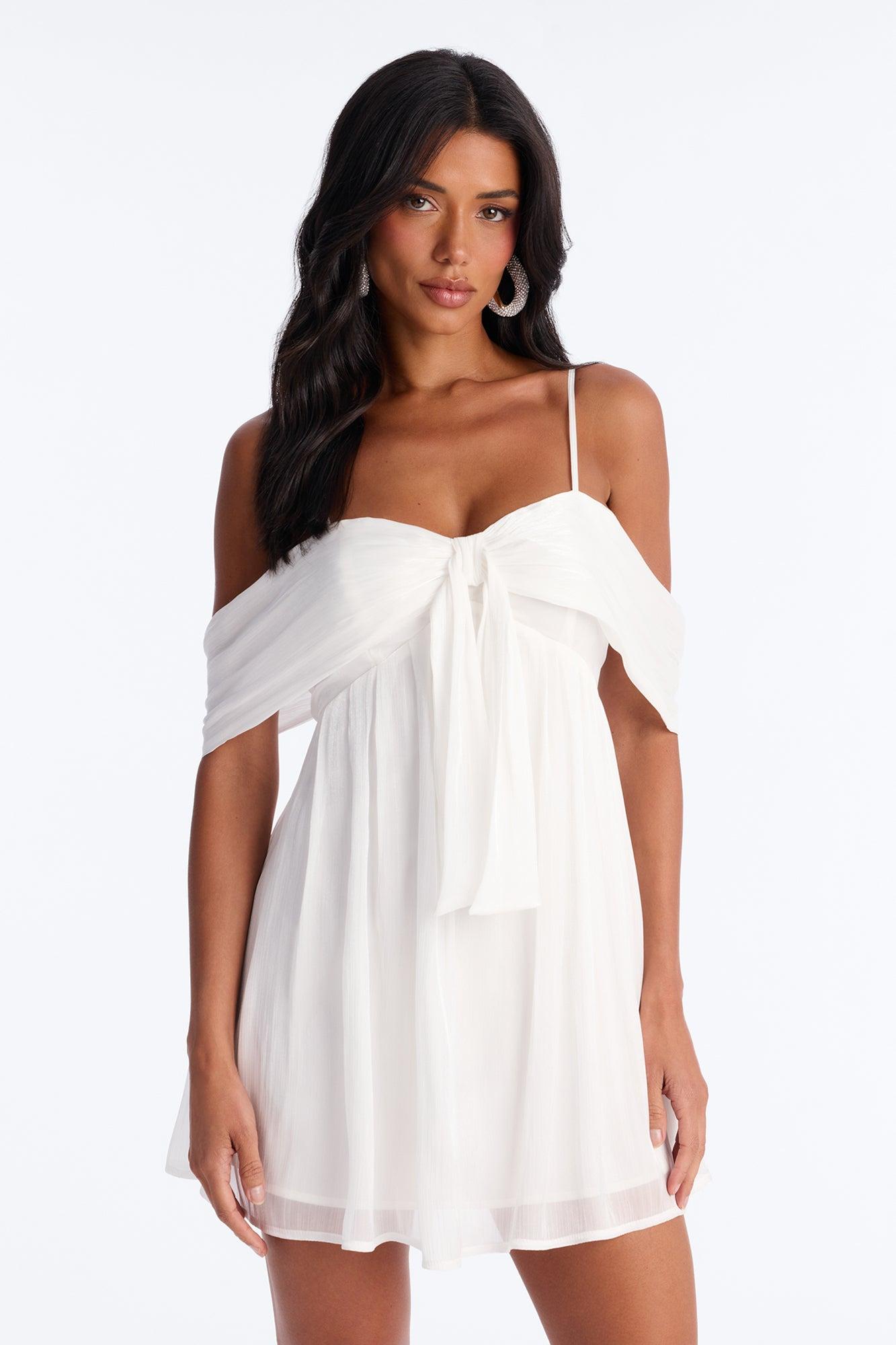 Timeless Pleated Organza Mini Dress - White Female Product Image