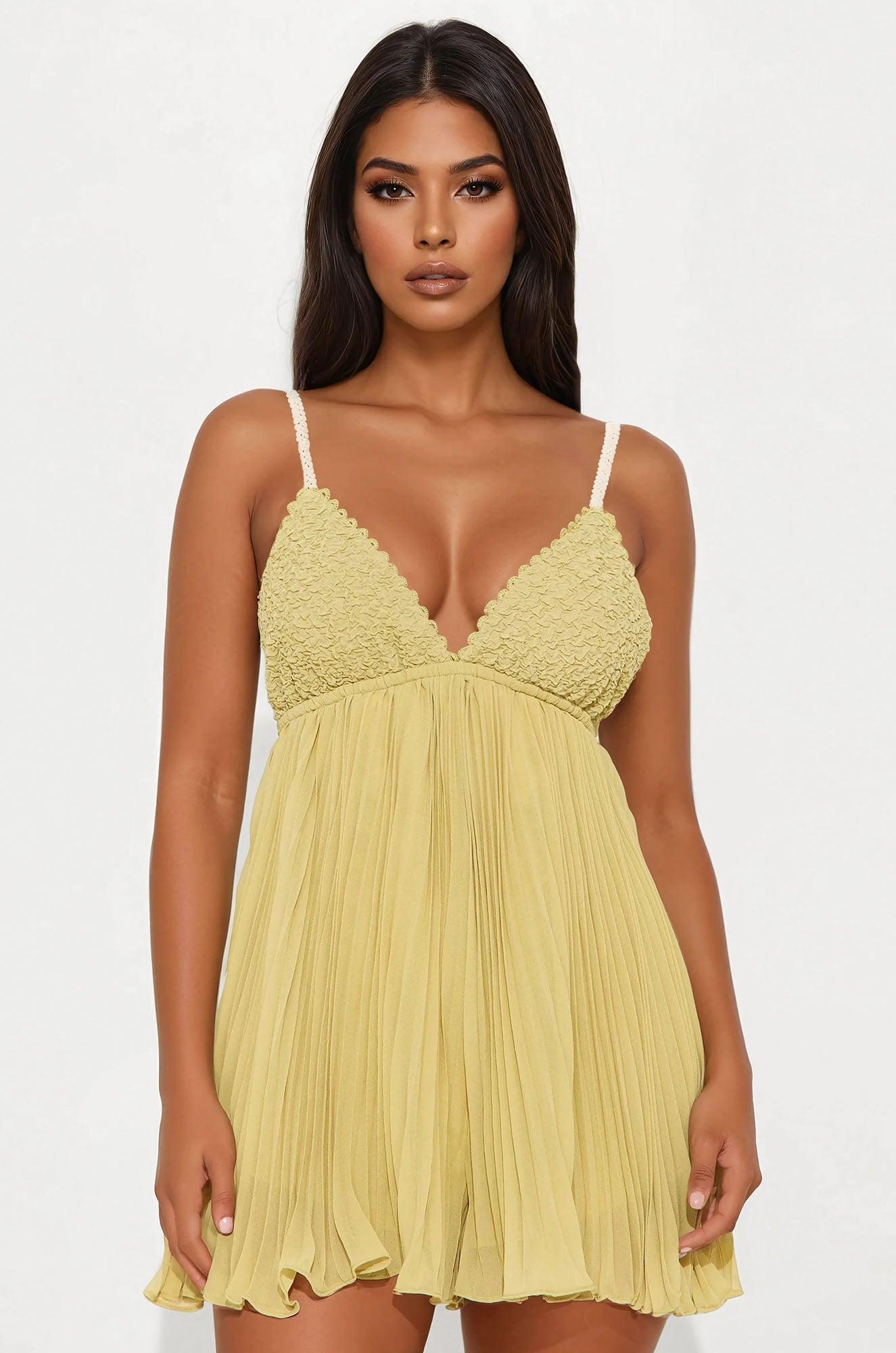 Vanya Chiffon Vacation Romper - Chartreuse Female Product Image