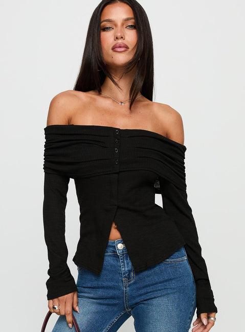 Victorea Off Shoulder Top Black Product Image