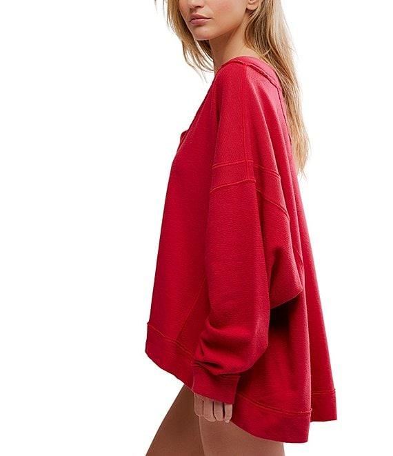 Free People Staycation Coordinating Long Sleeve V-Neck Oversized Pullover Product Image