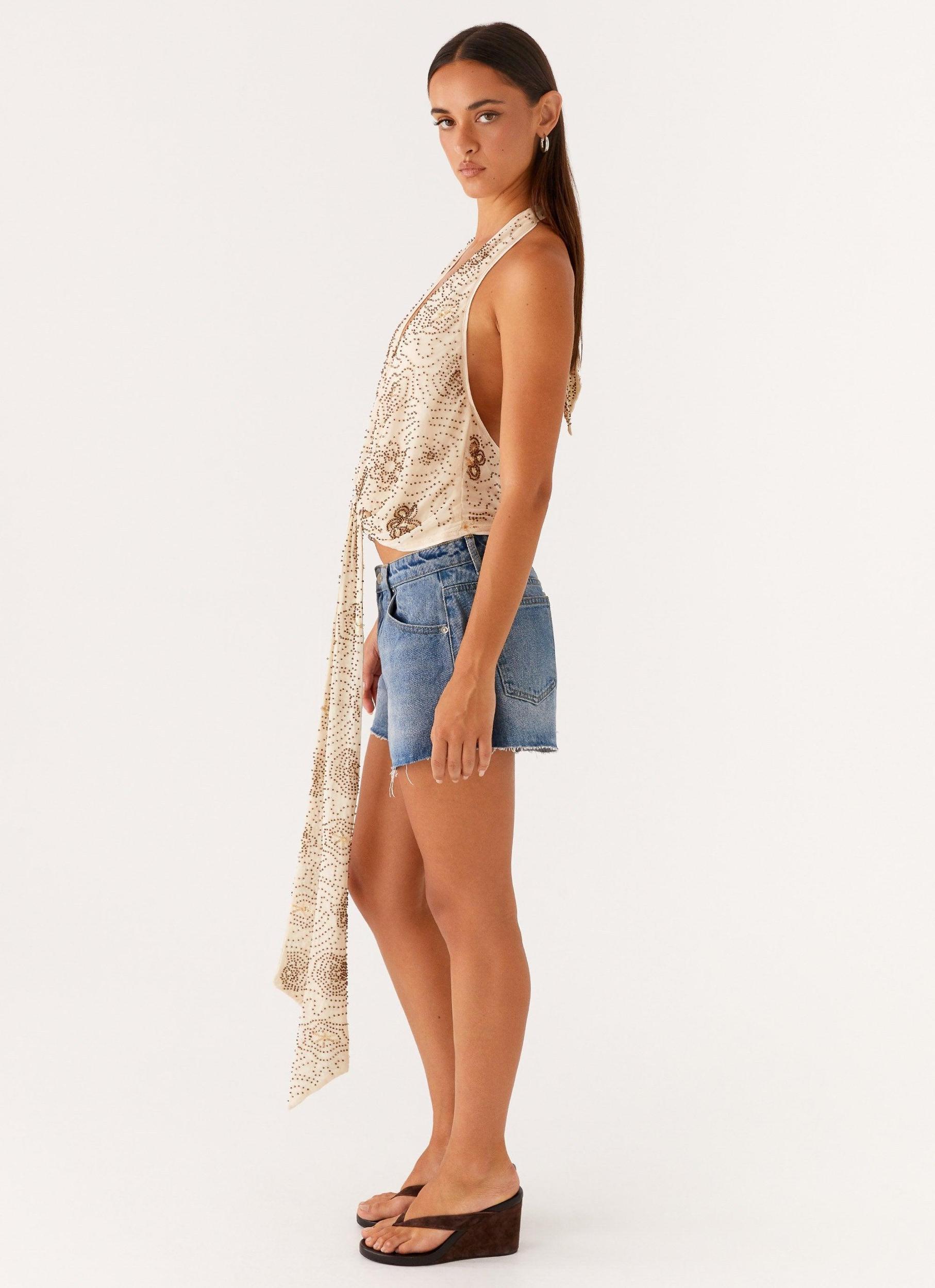 Neptune Halter Top - Light Beige Product Image