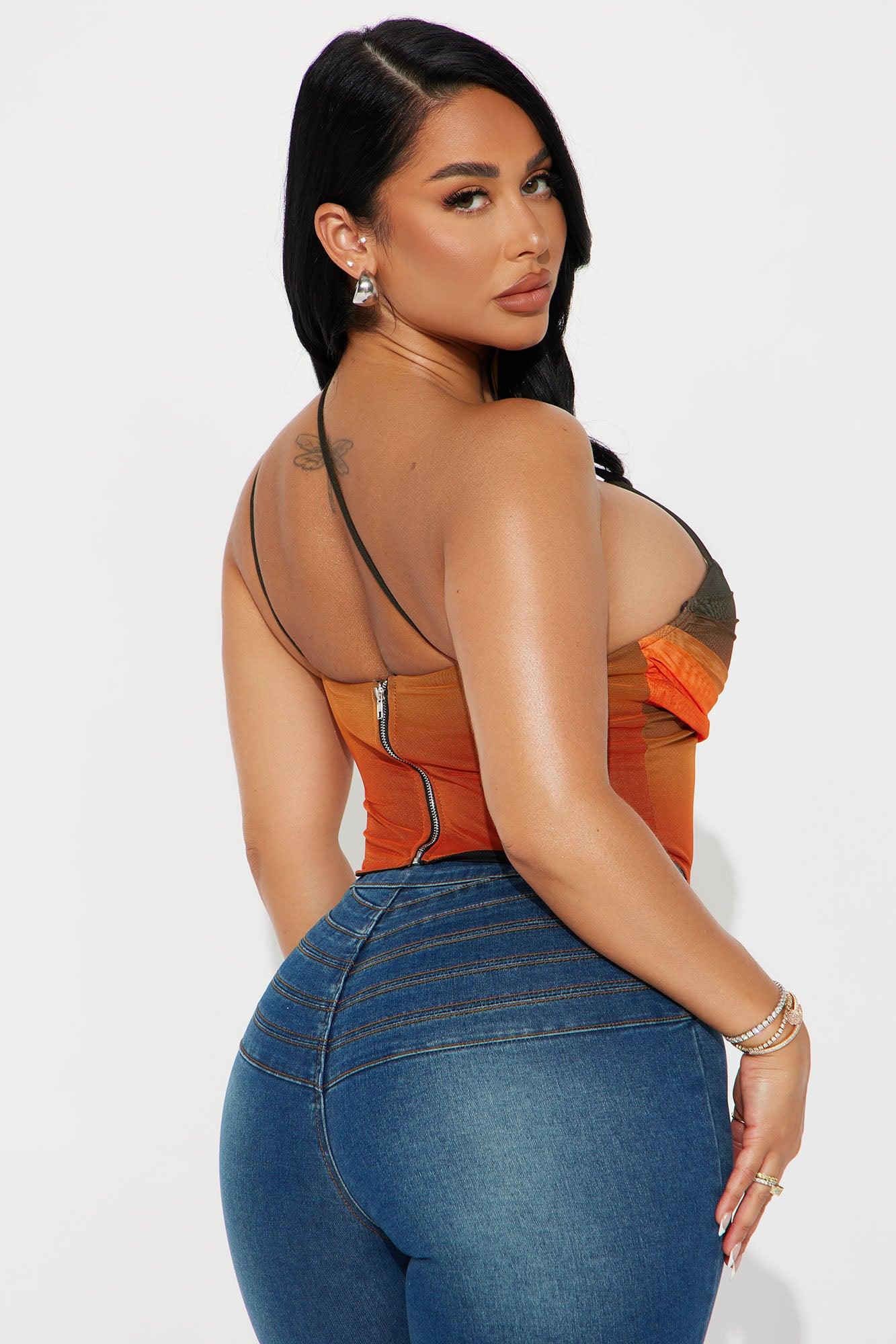 Summer Sunset Mesh Corset Top - Orange/combo Product Image