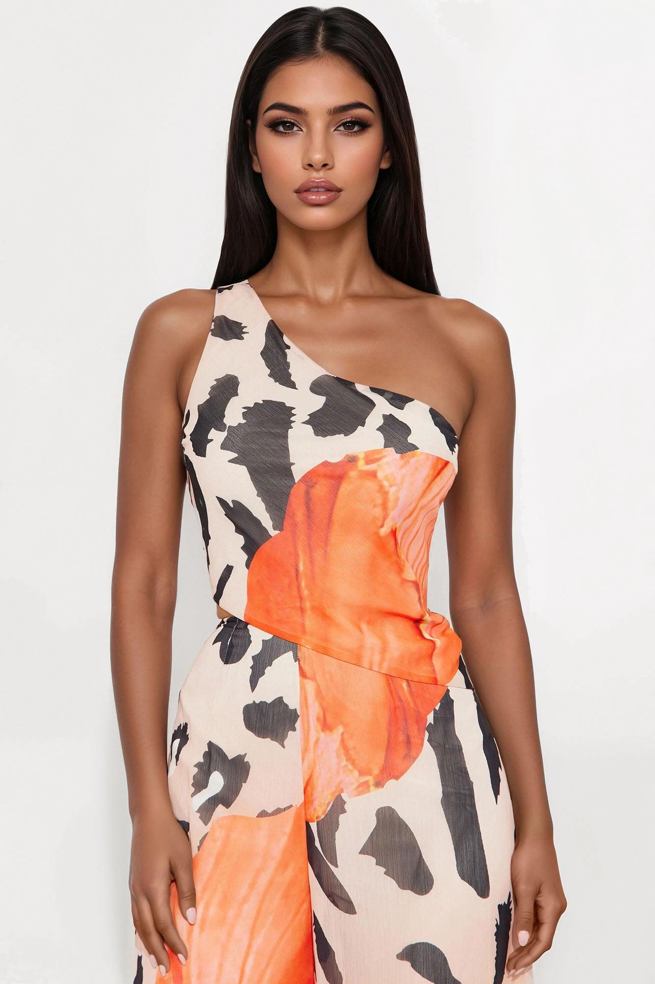 Spring Fling Tropical Pant Set - Orange/combo Female Product Image