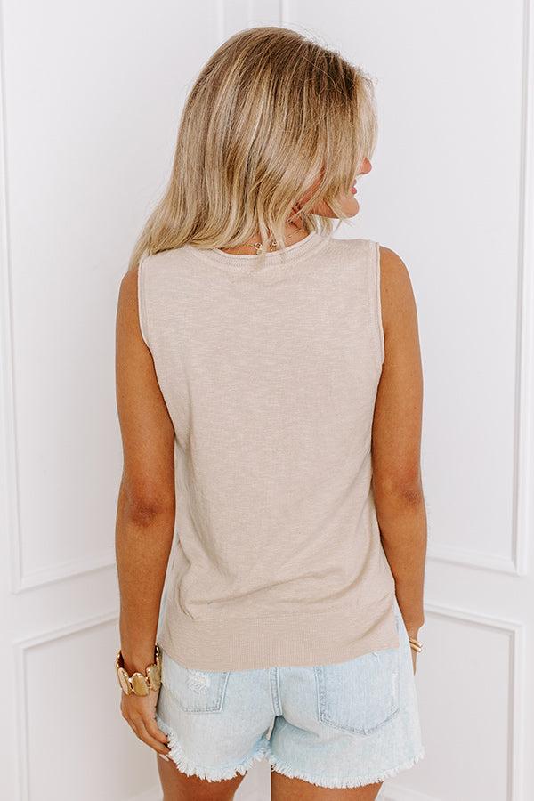 Take A Cruise Knit Top in Warm Taupe Product Image