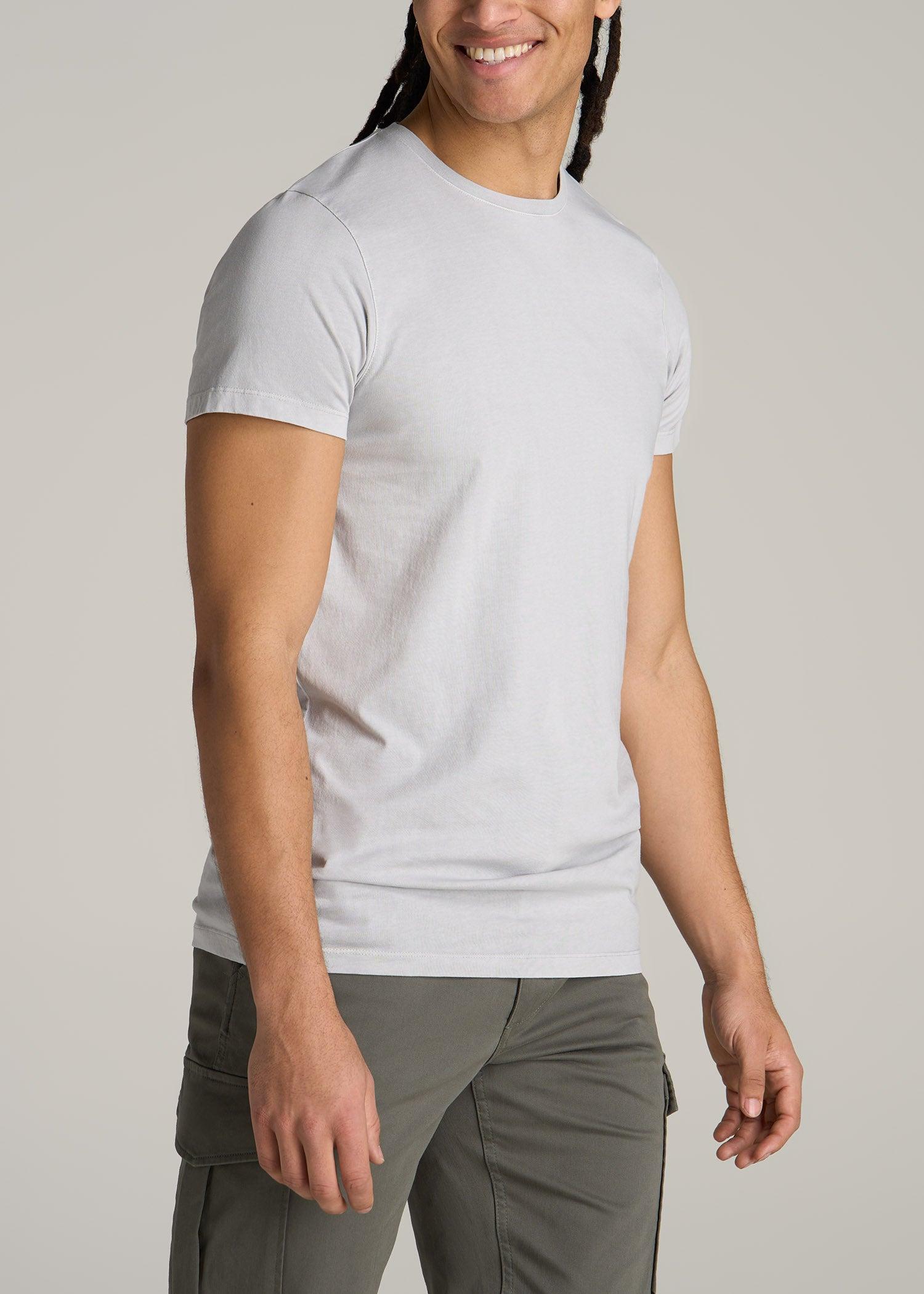 Modern Fit Garment Dyed Cotton T-Shirt for Tall Men in White Male Product Image