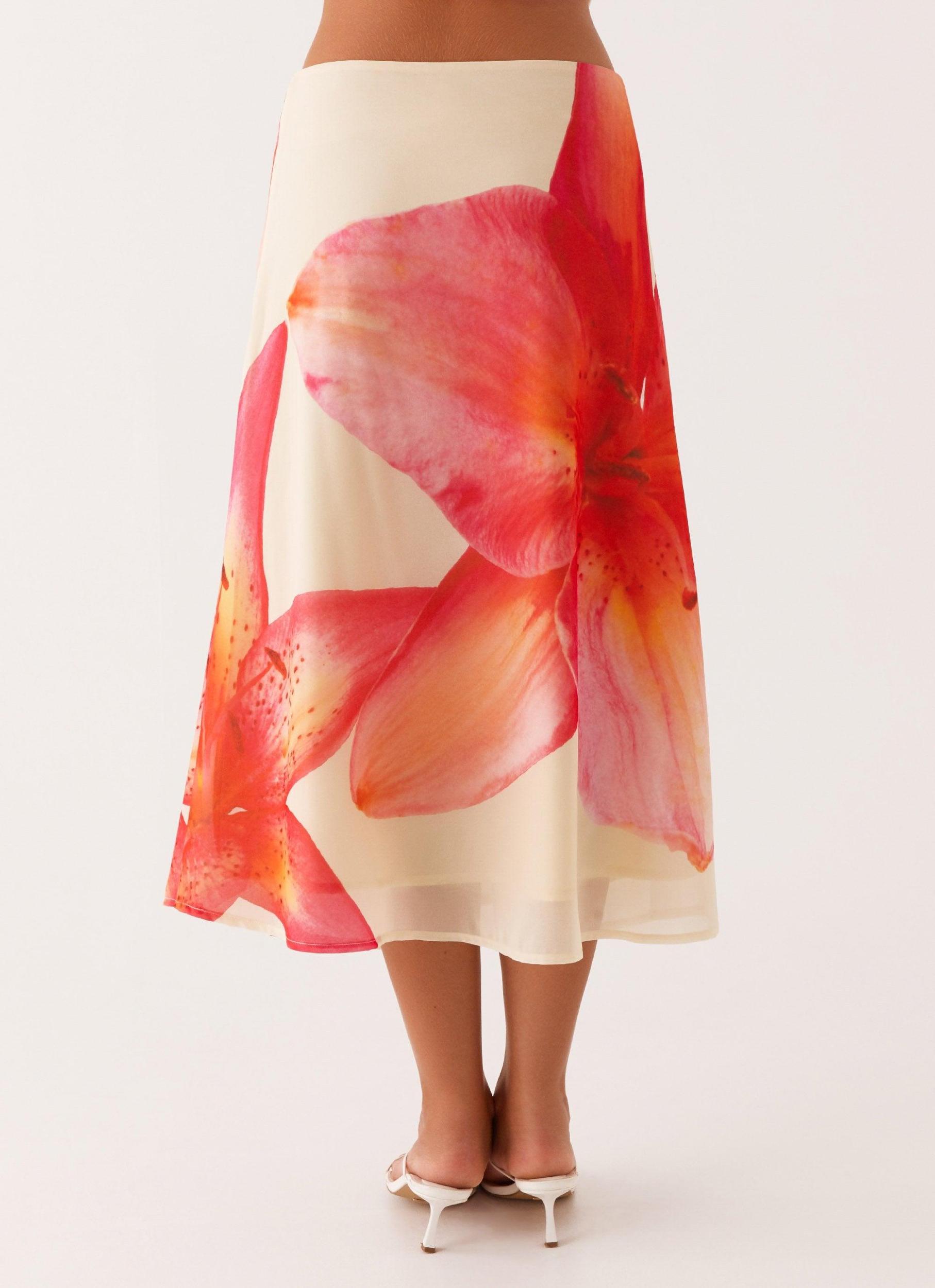 Summertime Midi Skirt - Yellow Floral Product Image