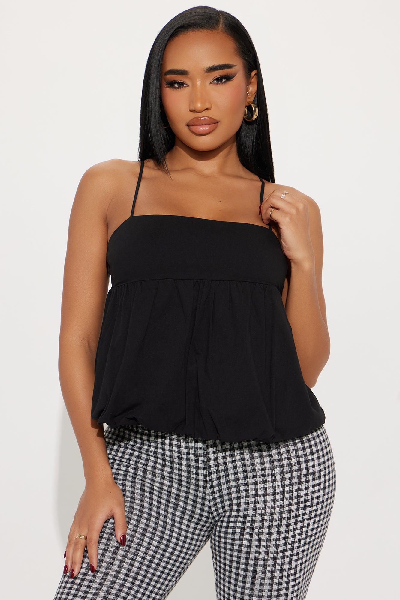 Shenay Bubble Hem Top - Black Product Image