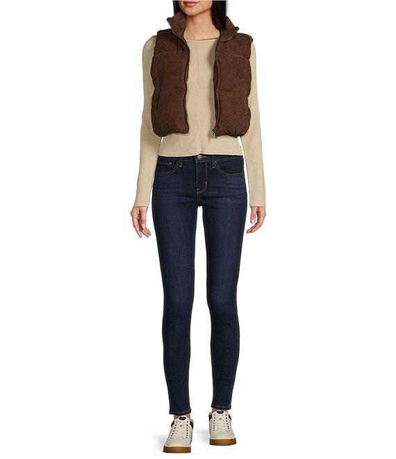 Double Zero Corduroy Zip Up Crop Puffer Vest Product Image