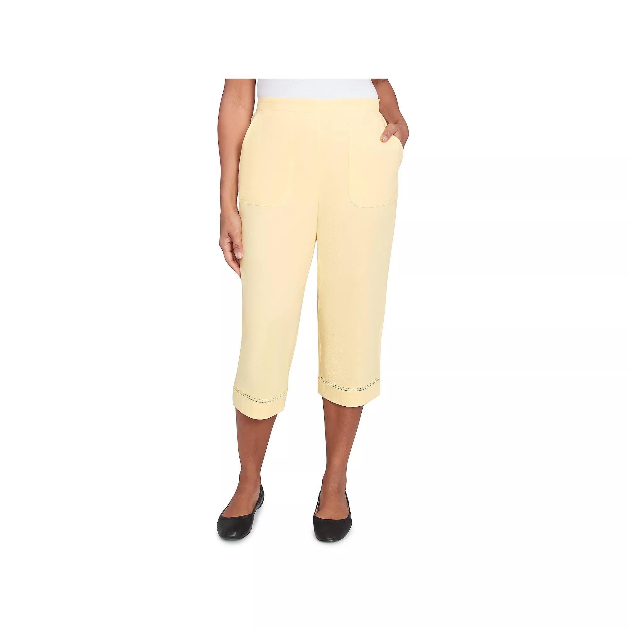 Women's Alfred Dunner Dotted Trim Capri Pants, Size: 12, Yellow Product Image
