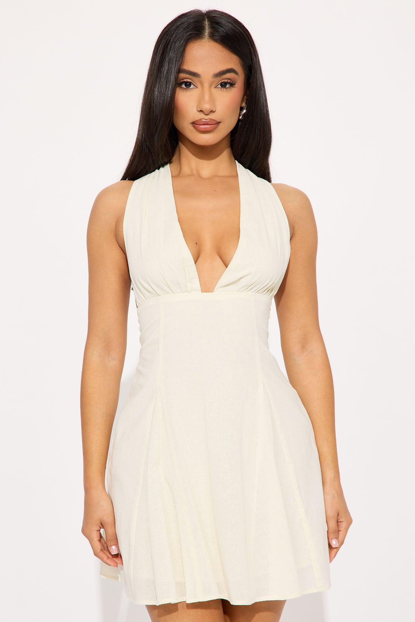 Sophia Linen Mini Dress - White Product Image