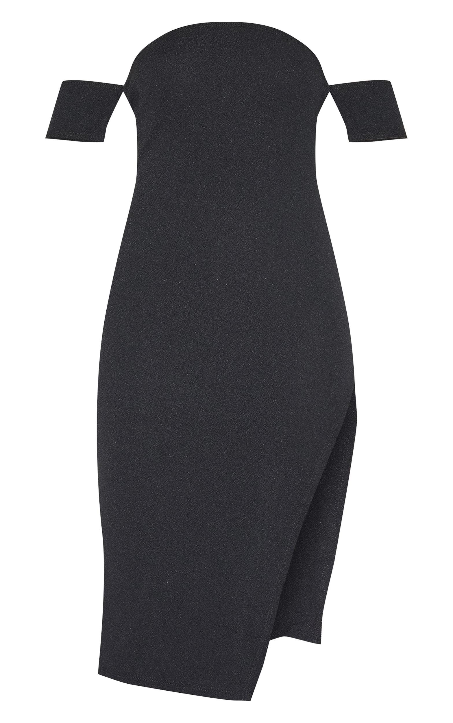 Black Cuff Detail Side Split Midi Dress Product Image