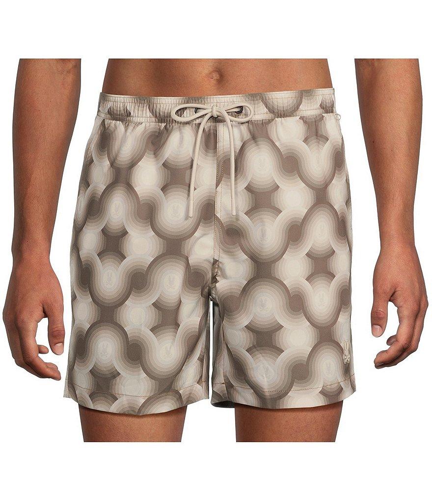 Psycho Bunny Paros 5 3/4#double; Inseam Printed Swim Trunks Product Image