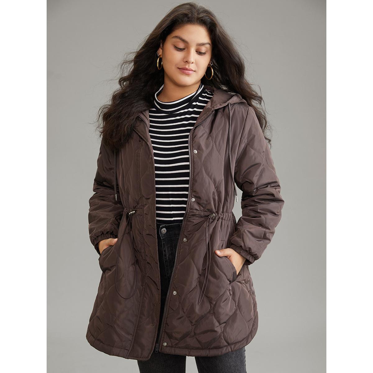 Plus Size Women Everyday Plain Lined No stretch 28/5X Pocket Casual Cotton Jackets BloomChic Product Image