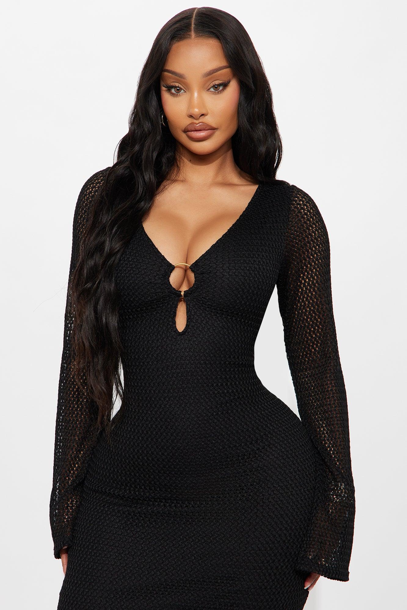 Find Me Poolside Crochet Maxi Dress - Black Female Product Image