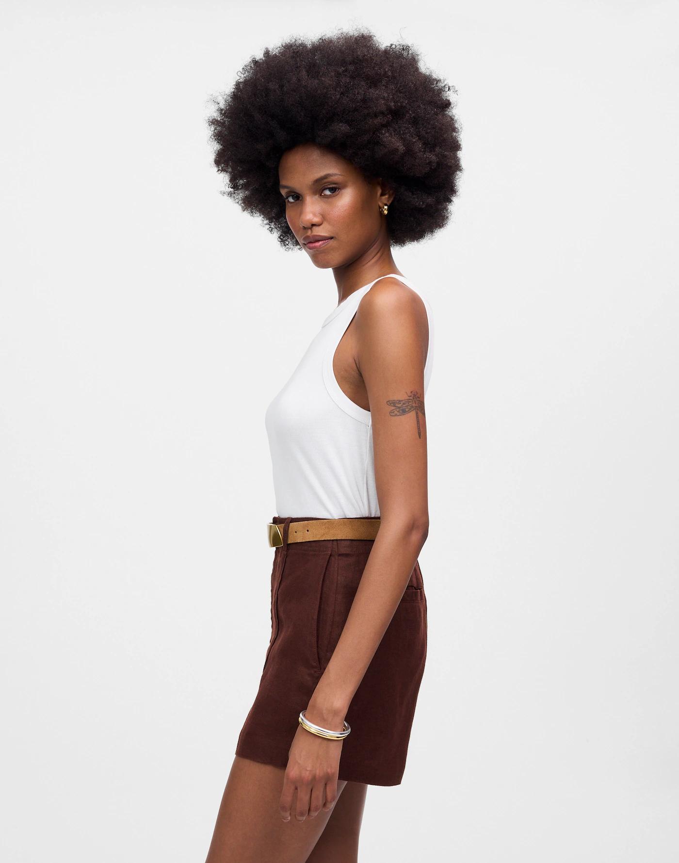 Pintucked Shorts in 100% Linen Product Image