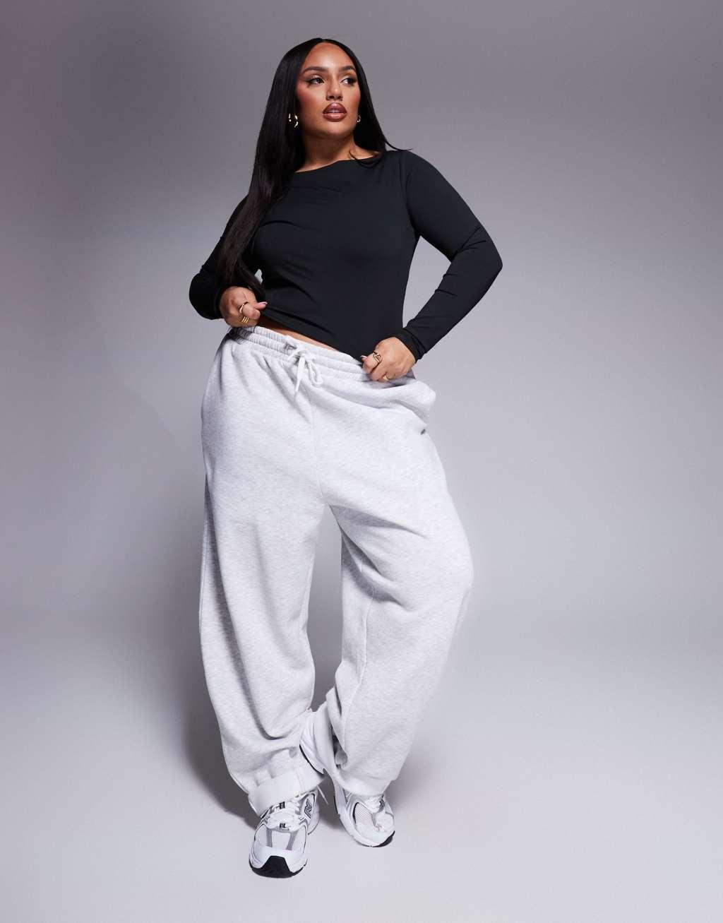 ASOS DESIGN Curve sculpting boat neck long sleeve top in black Product Image