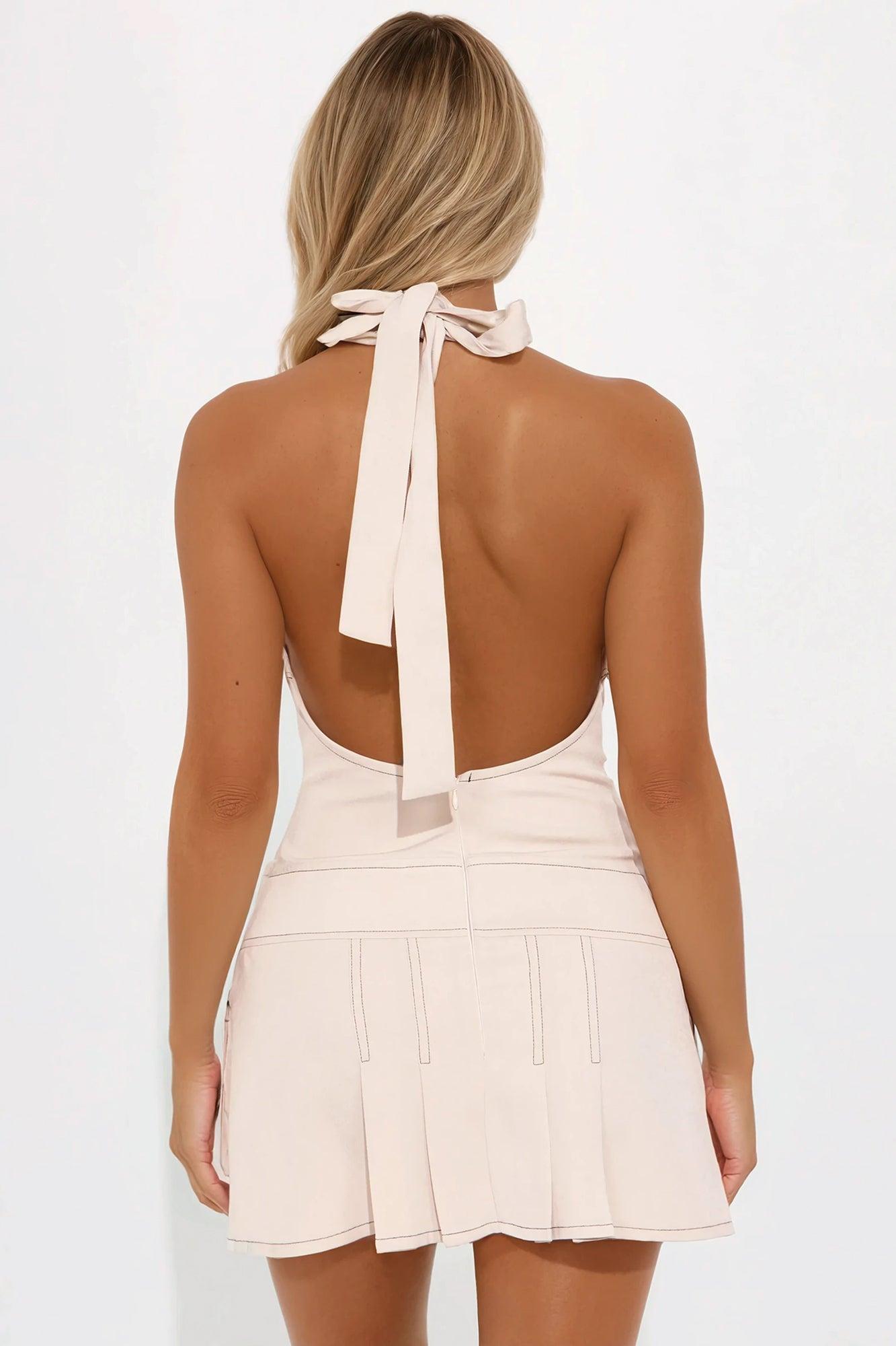 Precious Cargo Pleated Mini Dress - Taupe Product Image