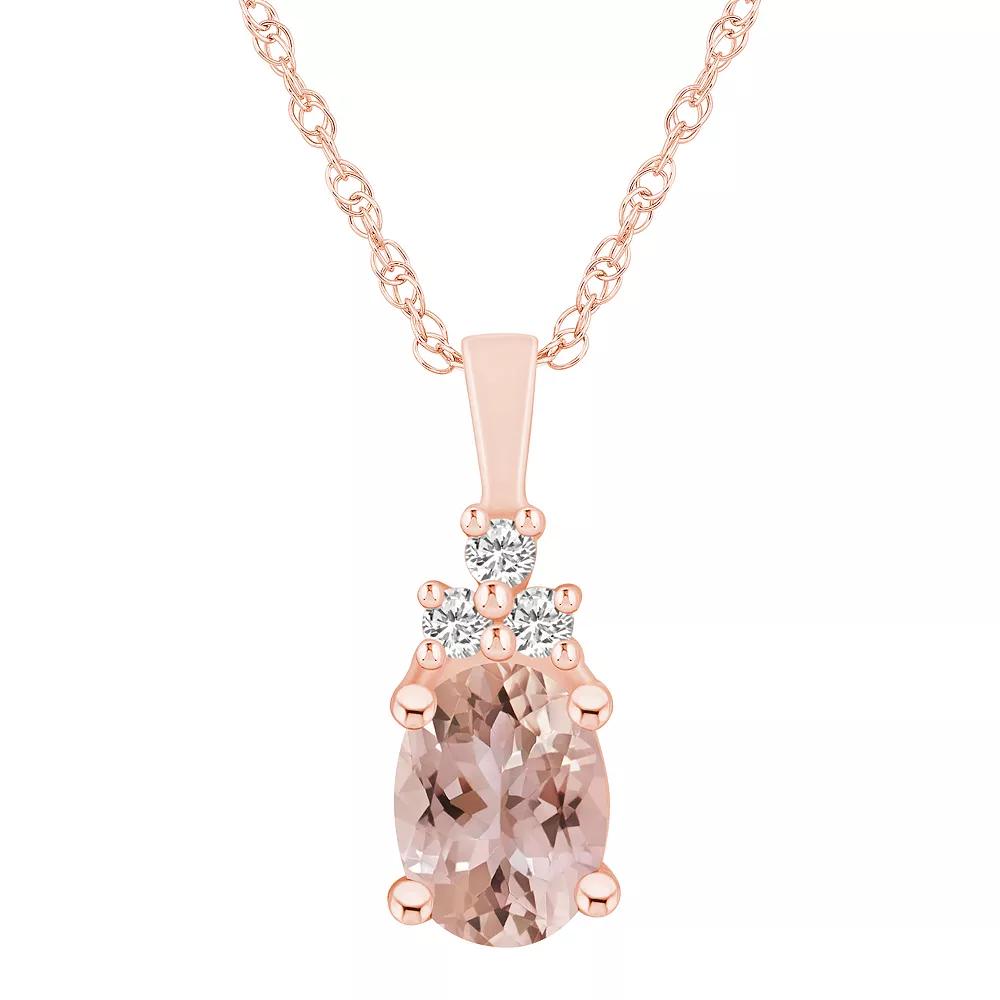 Alyson Layne 14k Rose Gold Oval Morganite & 1/10 Carat T.W. Diamond Pendant Necklace, Women's, Size: 18", 14k Rosegold Product Image