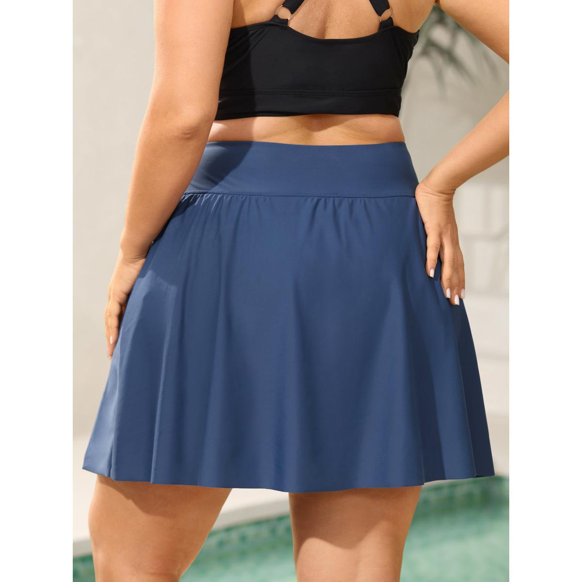 Plus Size Crossover Waist Pockets Swim Bottoms Women's Swimwear Aegean Beach Gathered High stretch Bodycon High Rise Side seam pocket Curve Swim Bottoms BloomChic 26/4X Product Image