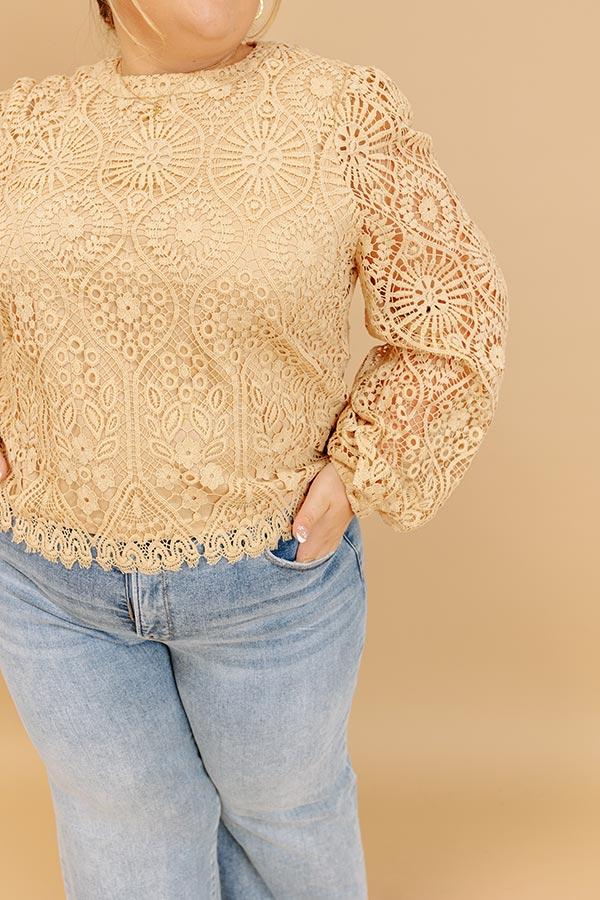 It's In The Details Crochet Top in Beige Curves Product Image