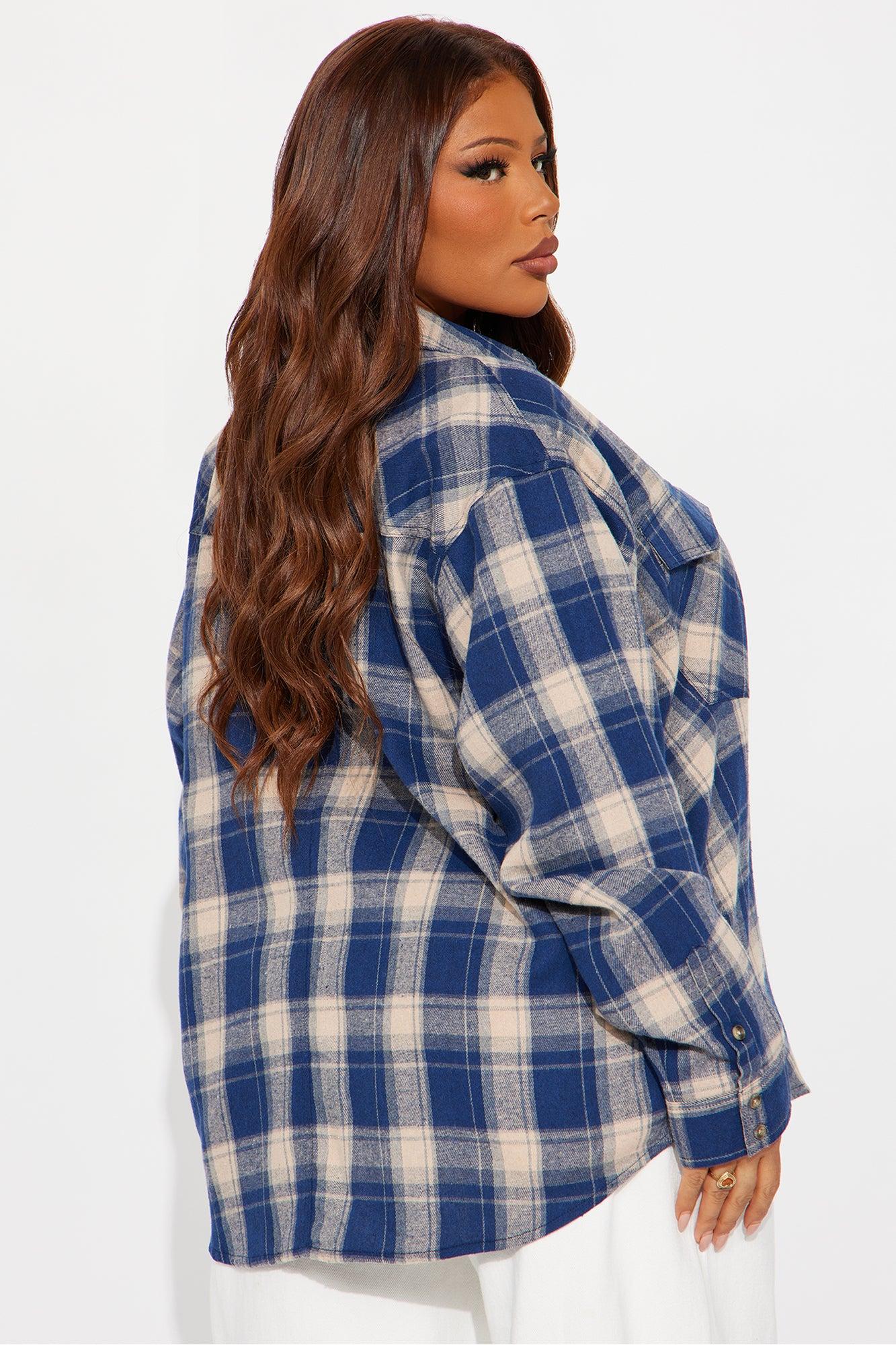 Come Get Me Flannel Plaid Shirt - Navy/combo Product Image