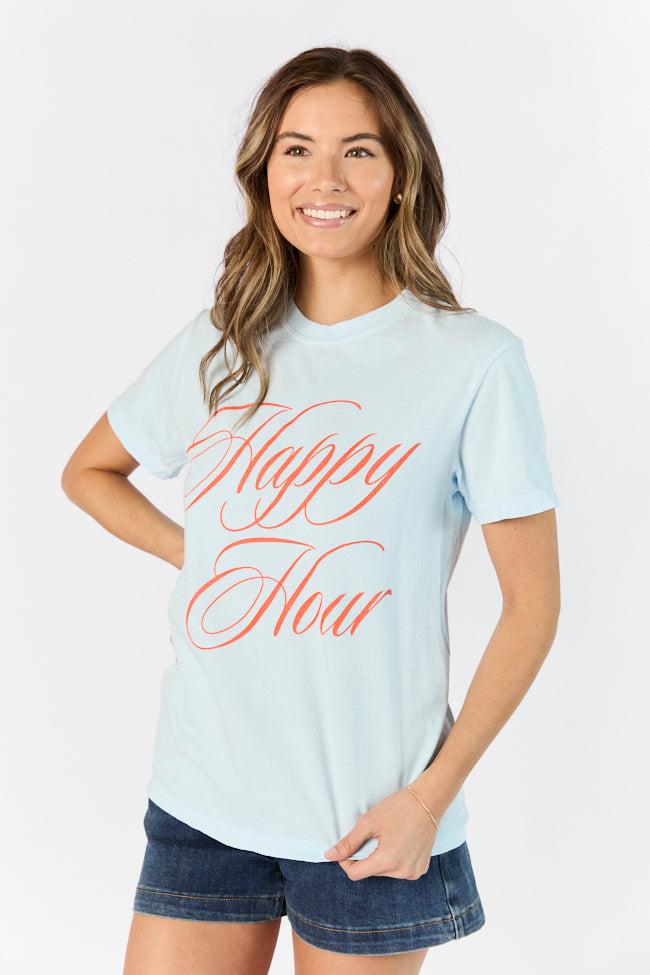 Happy Hour Light Blue Comfort Color Graphic Tee SALE Product Image