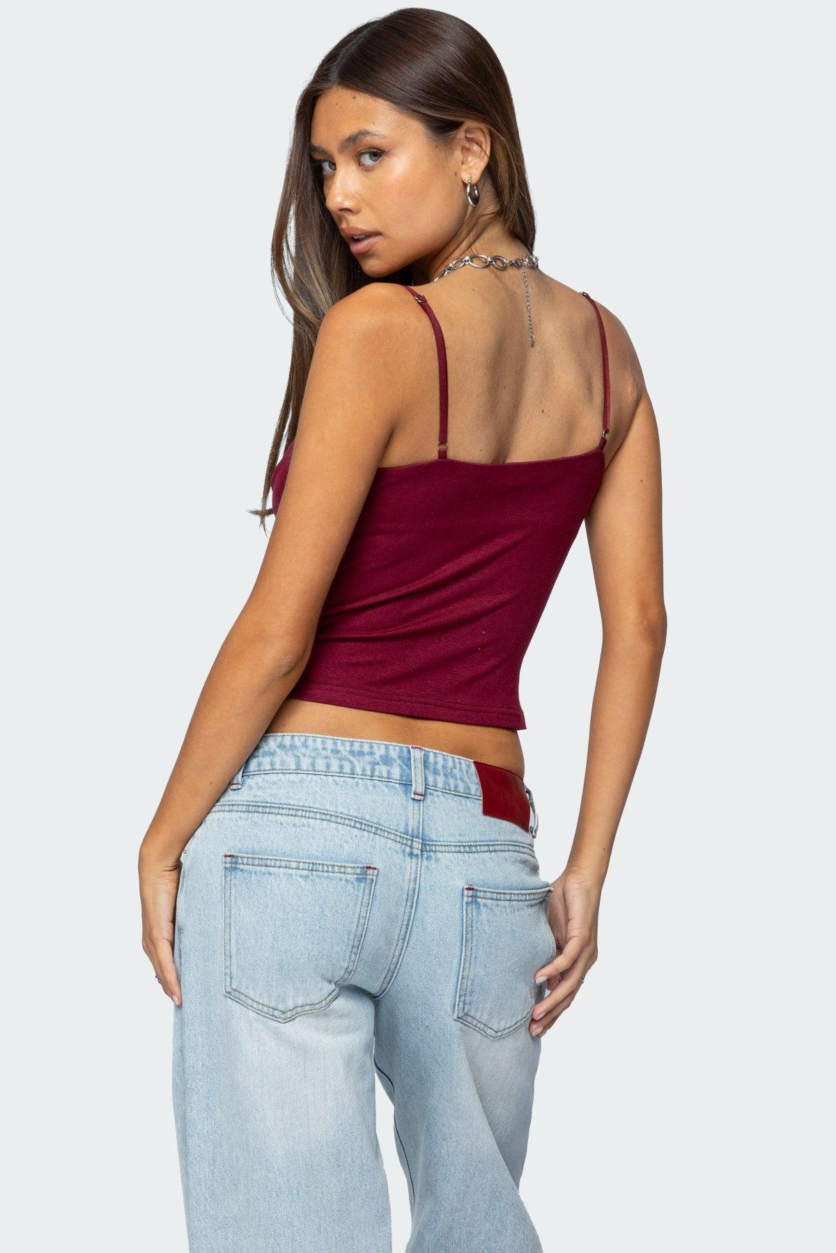 Layered Bra Cowl Neck Top Product Image