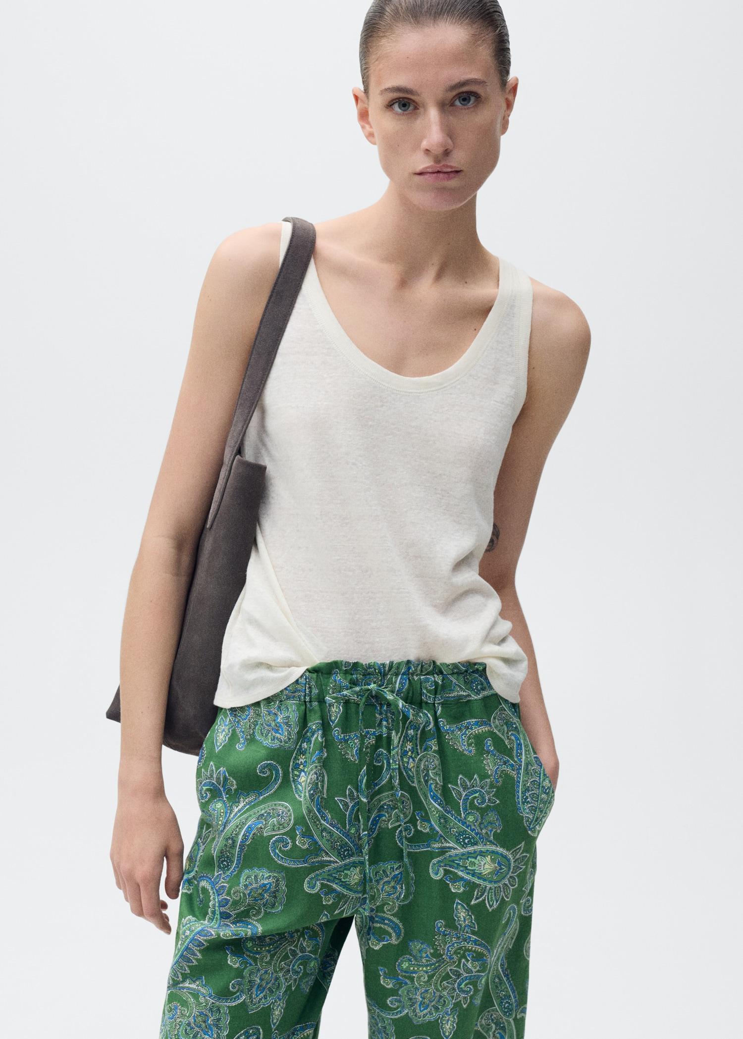 Paisley-print pants - Women | MANGO USA Product Image