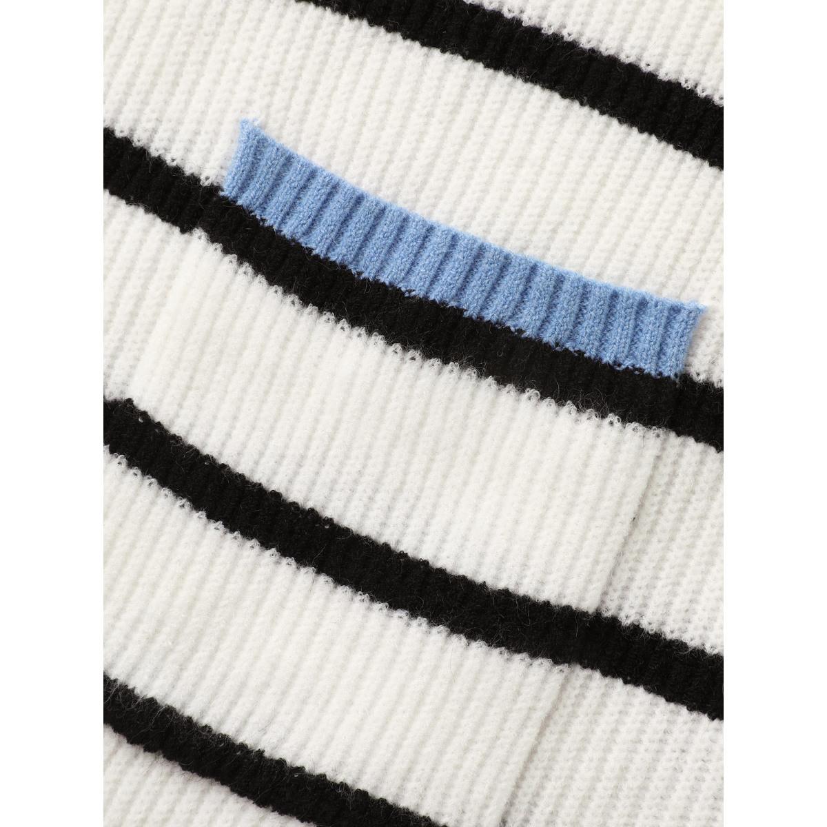 Plus Size Supersoft Essentials Kimono Collar Contrast Striped Cardigan Beige Women Casual Loose Long Sleeve Everyday Cardigans BloomChic 12/L Product Image