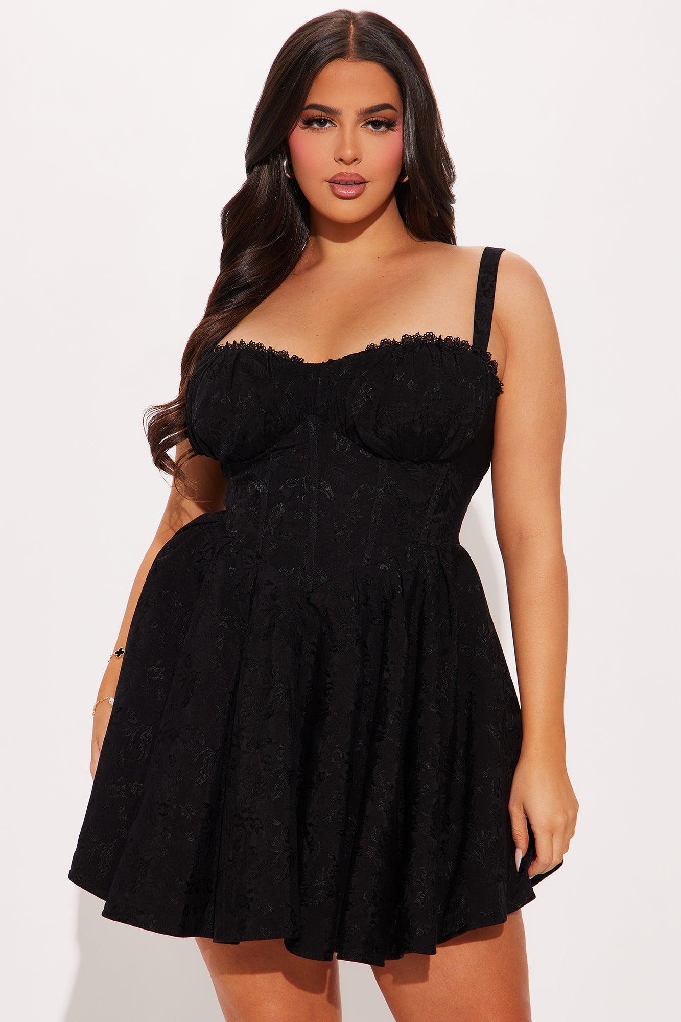 Dorella Pleated Corset Mini Dress - Black Product Image
