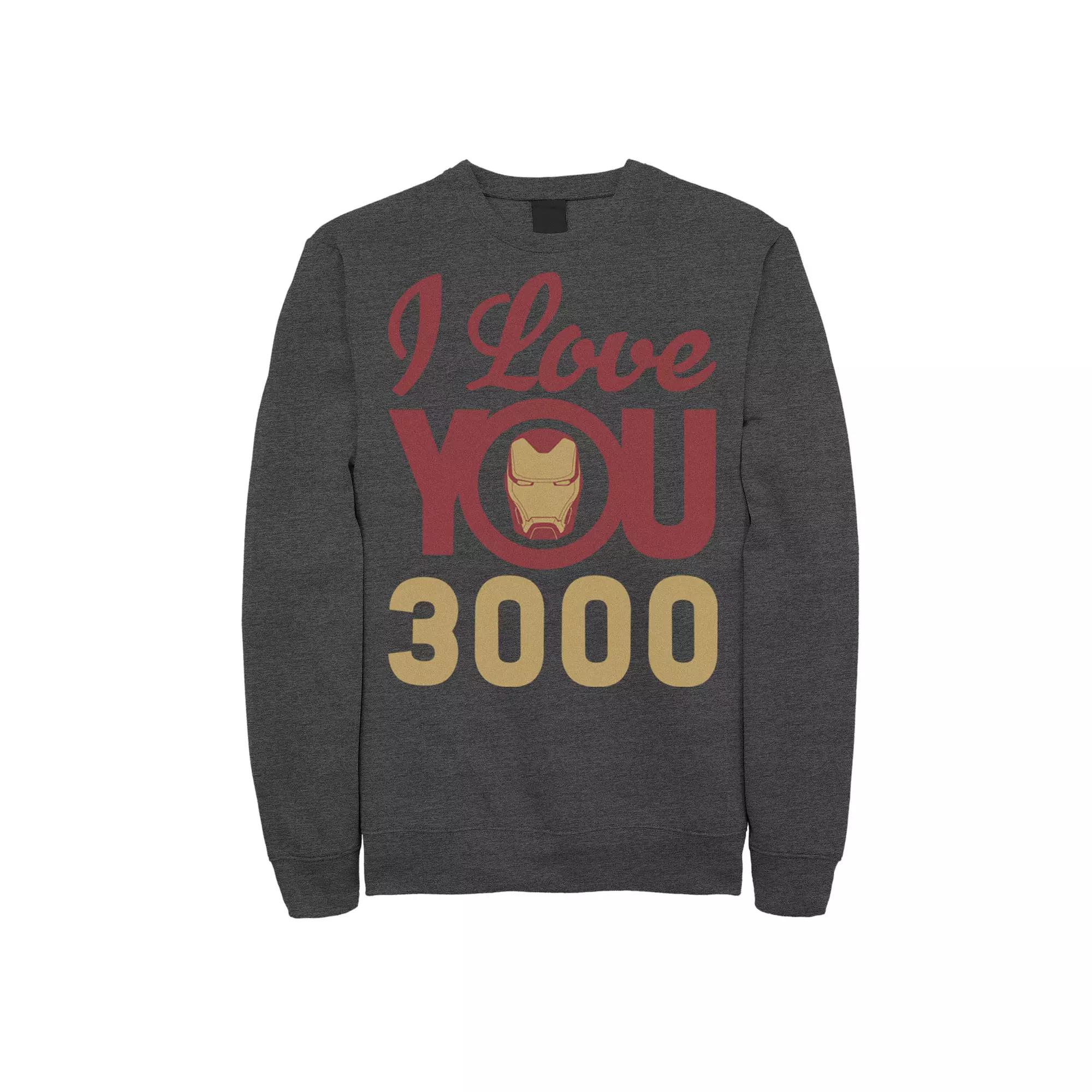 Men's Marvel Avengers: Endgame Iron Man I Love You 3000 Helmet Logo Sweatshirt, Size: Small, Grey Heather Product Image