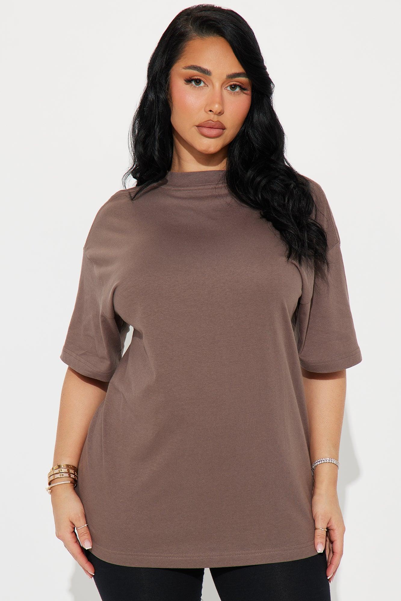 The Oversized Boyfriend Tee - Brown Product Image