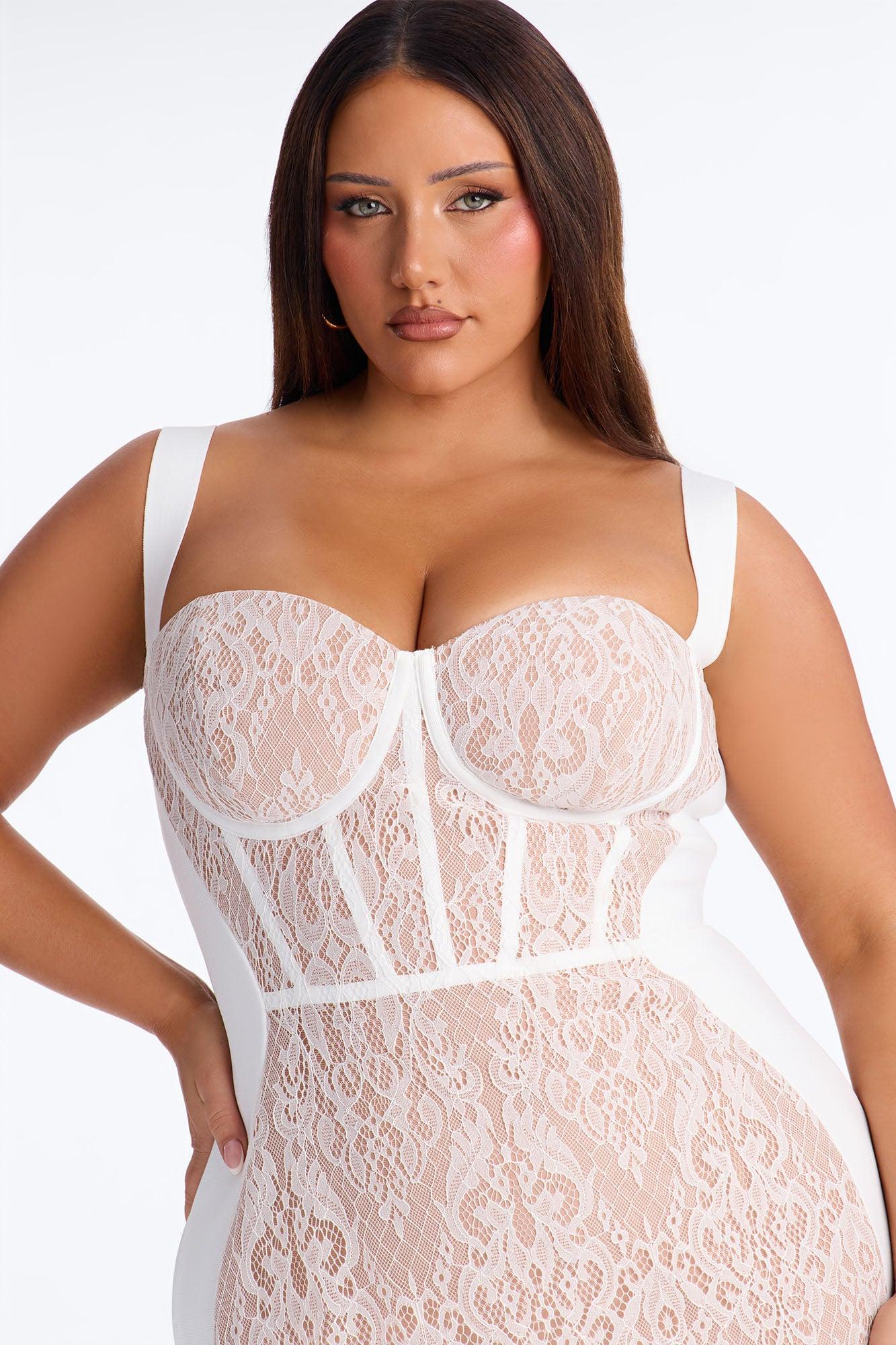 Act Up Lace Bandage Midi Dress - White Female Product Image