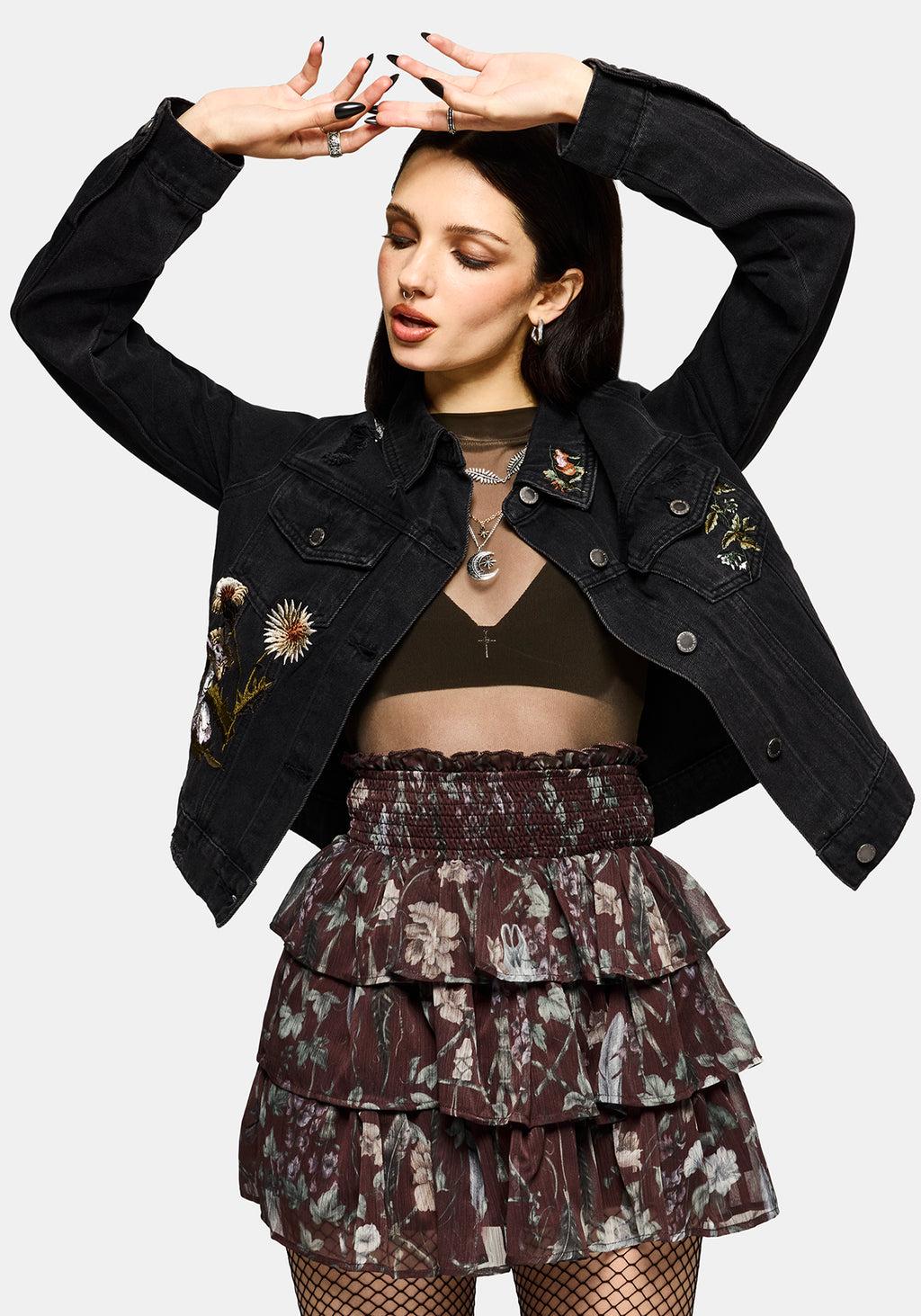 Dusha Garden Print Chiffon Ruffle Mini Skirt Product Image