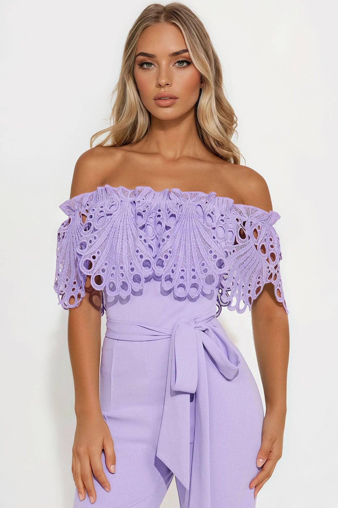 Nidia Crepe Wide Leg Jumpsuit - Lavender Product Image