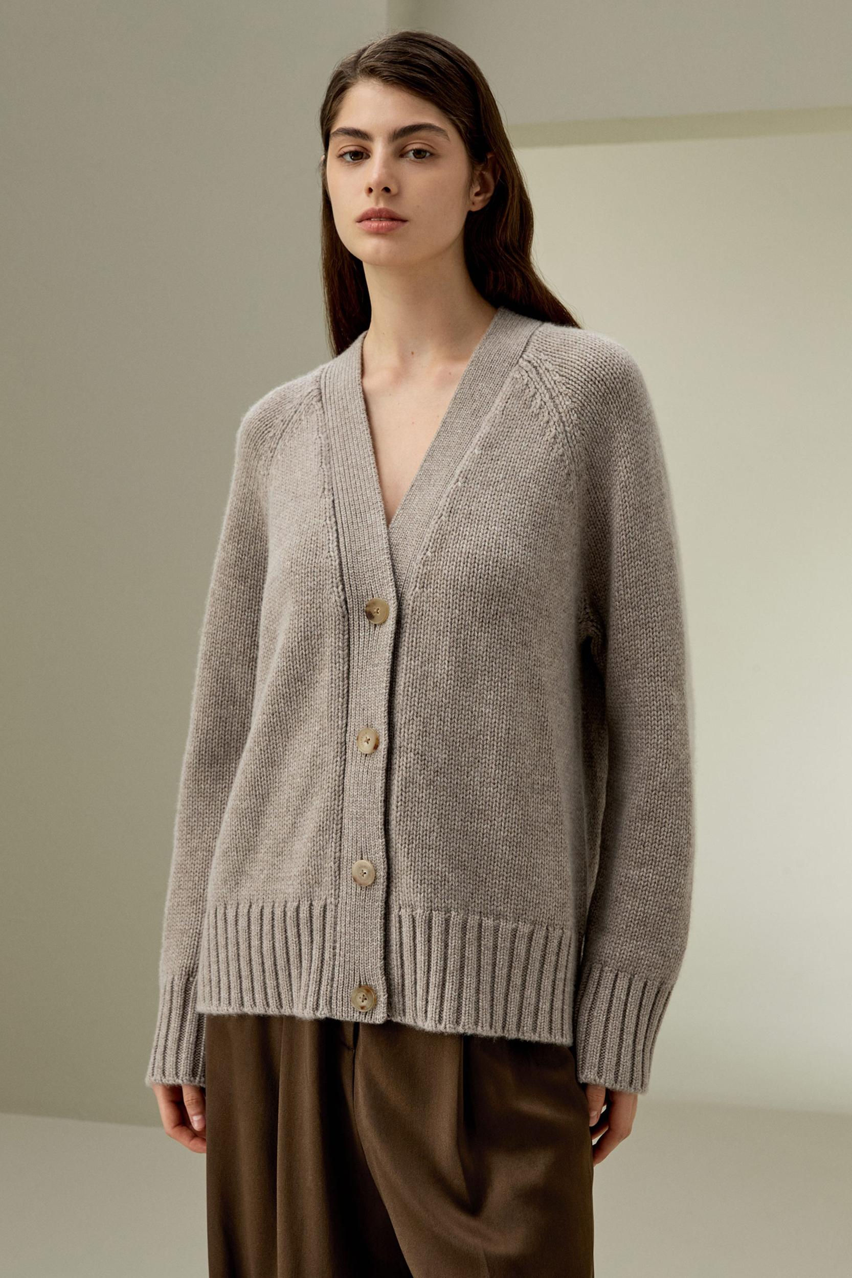 Chunky Knit Wool Cashmere Blend Cardigan Product Image