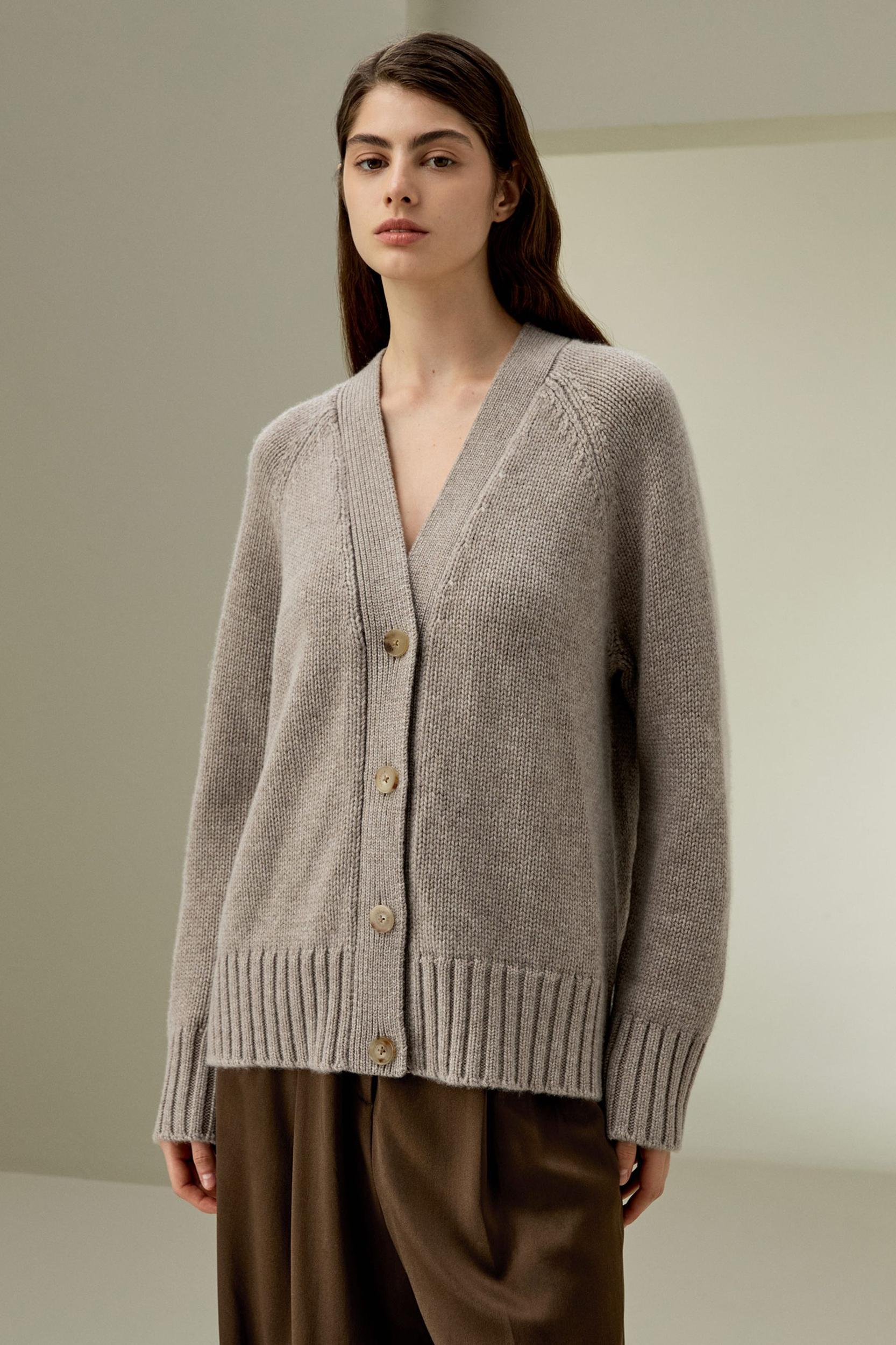 Chunky Knit Wool Cashmere Blend Cardigan Product Image