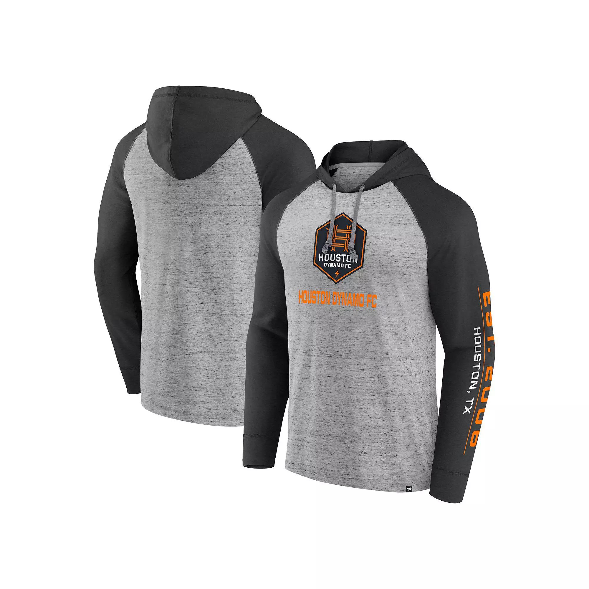 Men's Fanatics Branded Steel Houston Dynamo FC Deflection Raglan Pullover Hoodie,  Product Image