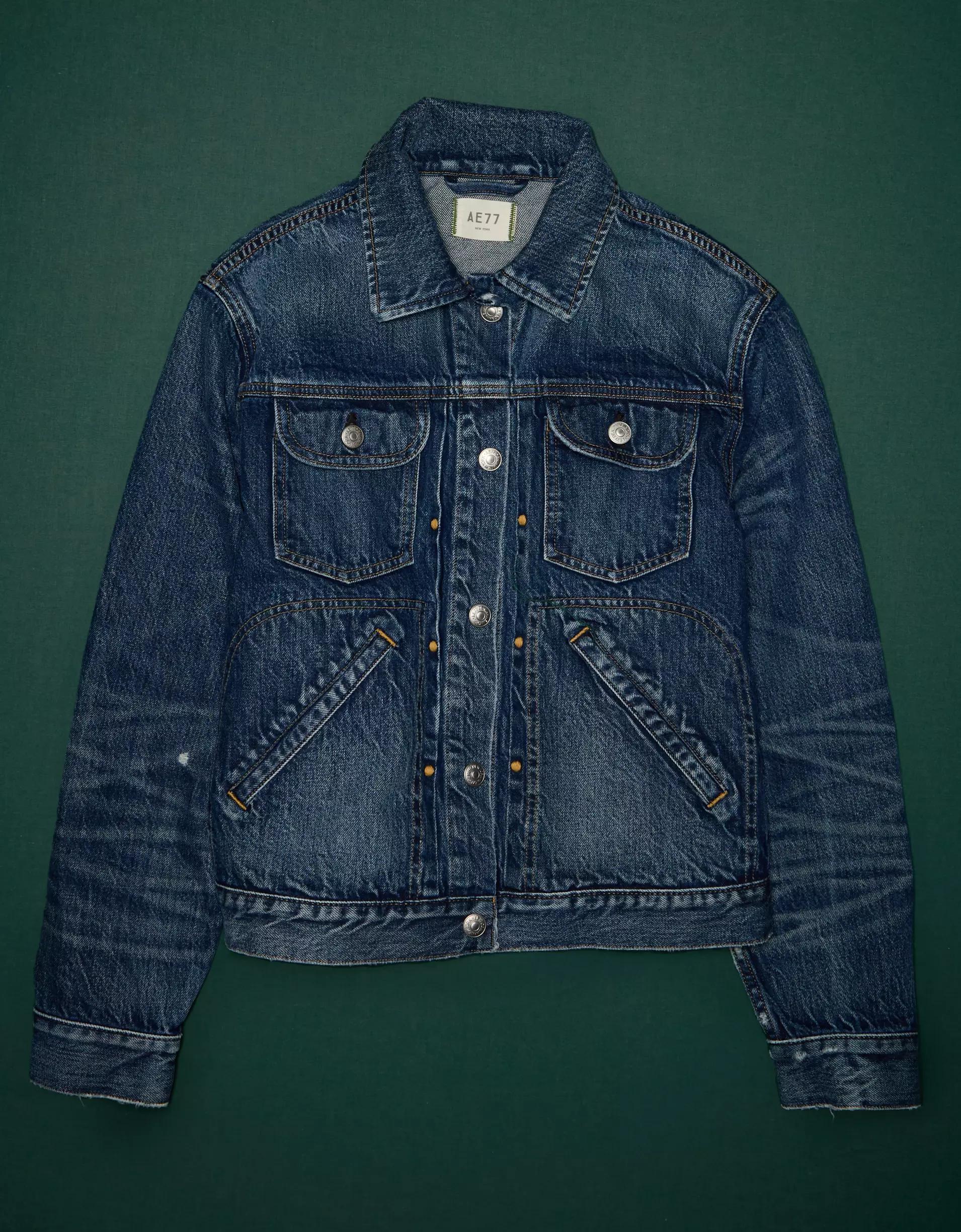AE77 Premium Shrunken Denim Jacket Product Image