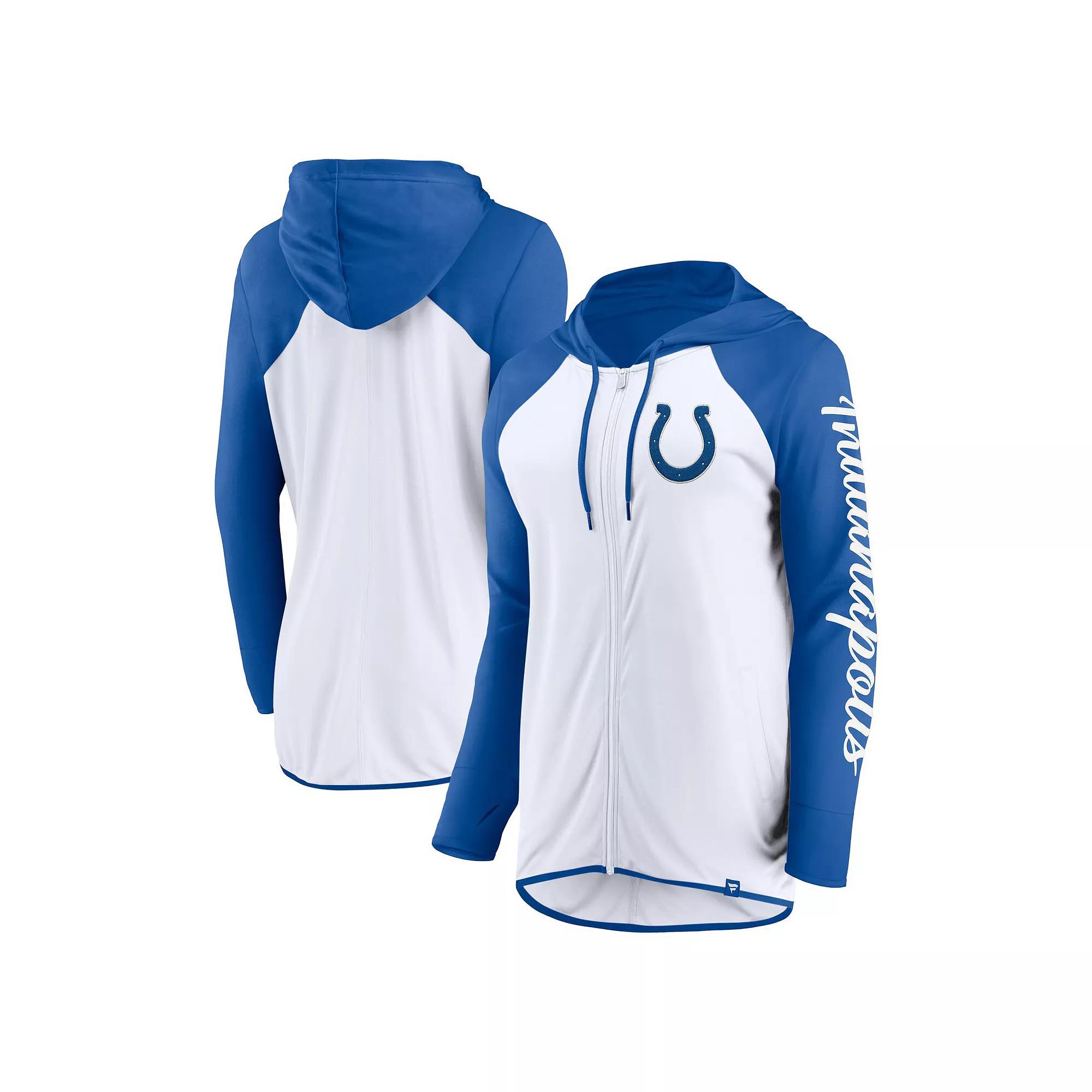 Women's Fanatics White/Royal Indianapolis Colts Script Full-Zip Hoodie,  Product Image