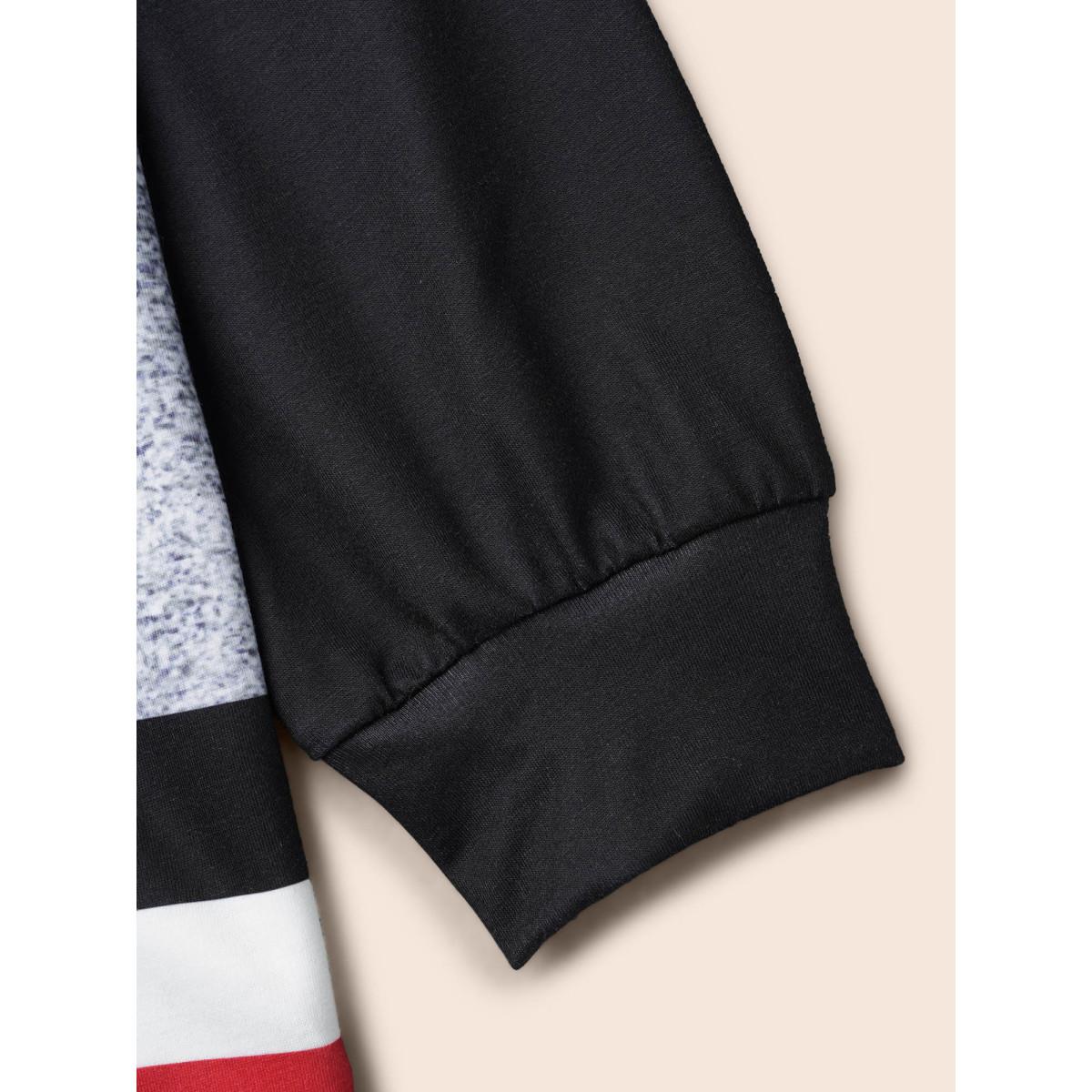 Plus Size Geometric Print Round Neck Fitted Sweatshirt Women Multicolor Casual Contrast Round Neck Everyday Sweatshirts BloomChic 14-16/1X Product Image