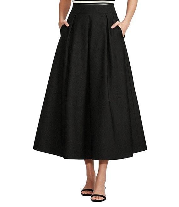 Gibson & Latimer Woven Poplin High Rise Pleated A-Line Flounce Maxi Skirt Product Image