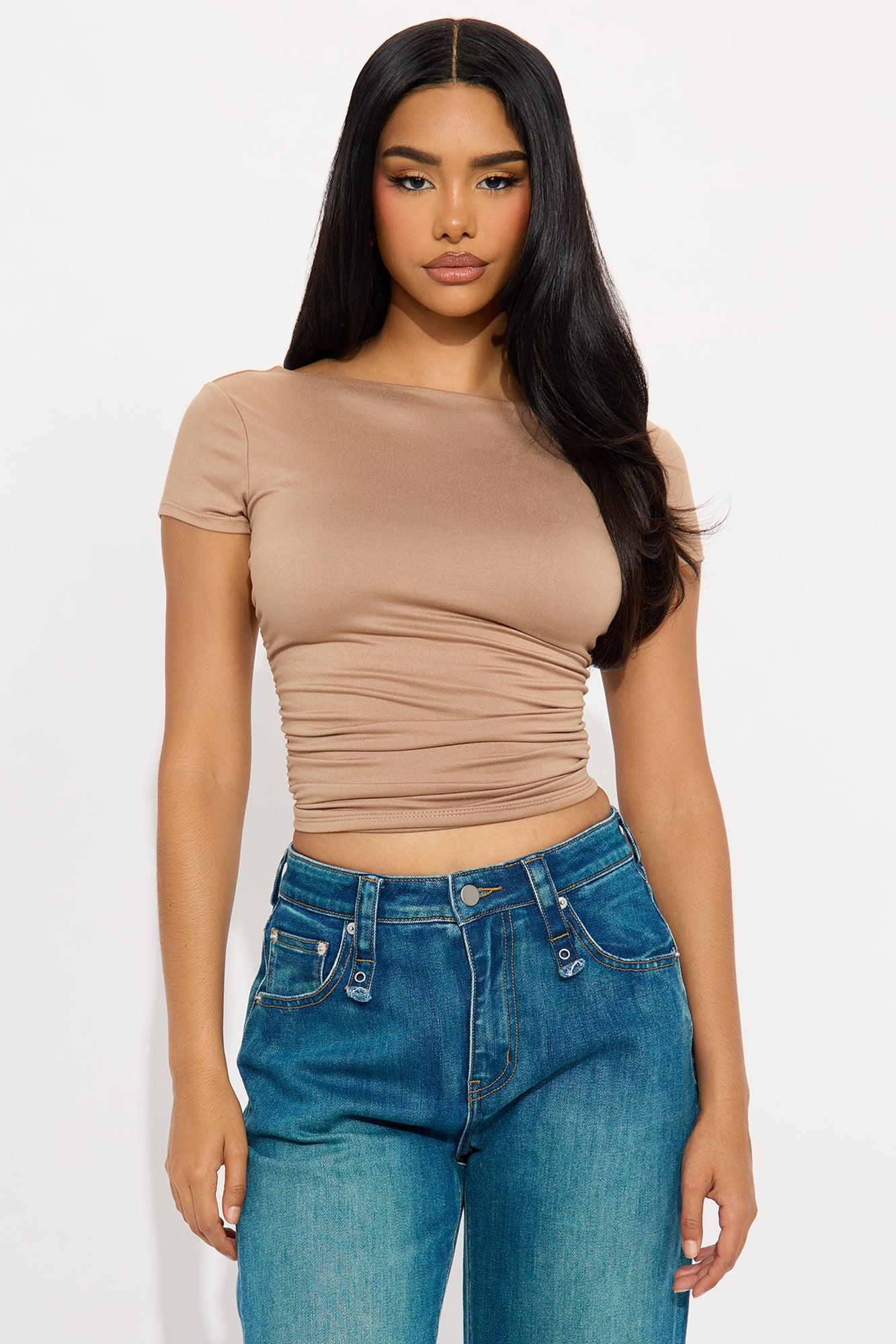Jackie Ruched Double Lined Top - Mocha Female Product Image